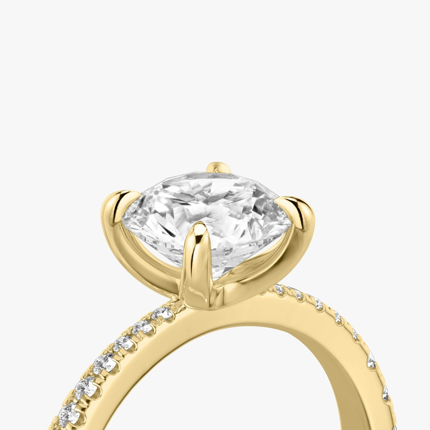 The Tapered Classic | Round Brilliant | 18k | 18k Yellow Gold | Band: Pavé | Carat weight: 1½ | Diamond orientation: vertical