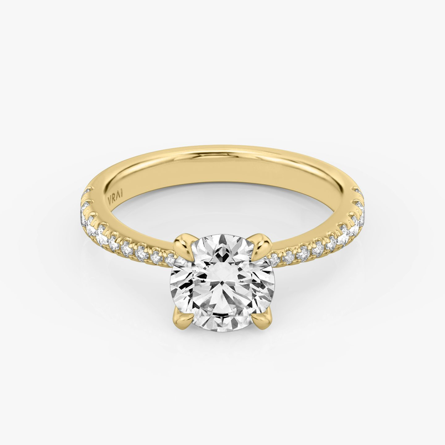The Tapered Classic | Round Brilliant | 18k | 18k Yellow Gold | Band: Pavé | Carat weight: 1½ | Diamond orientation: vertical