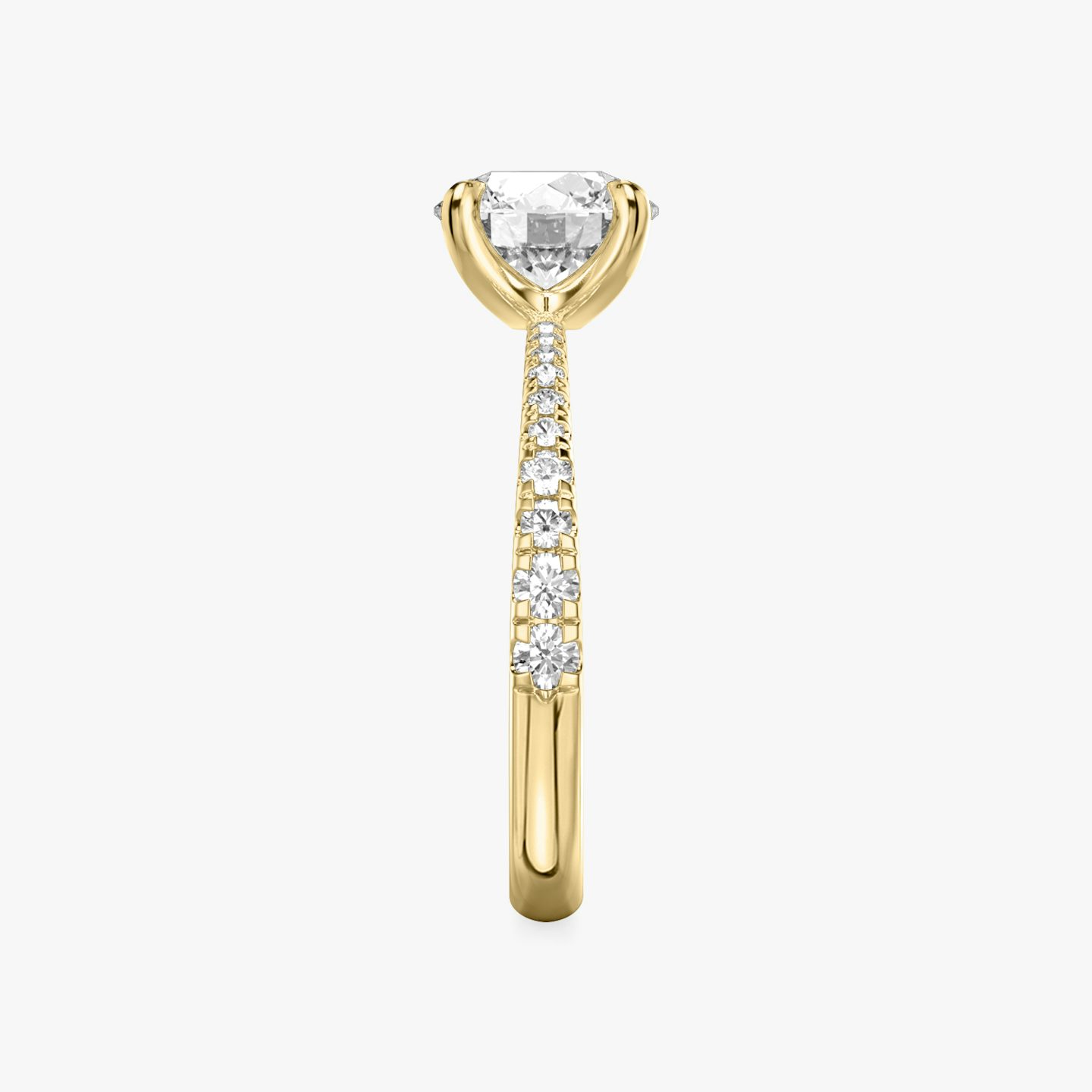 The Tapered Classic | Round Brilliant | 18k | 18k Yellow Gold | Band: Pavé | Carat weight: 2 | Diamond orientation: vertical