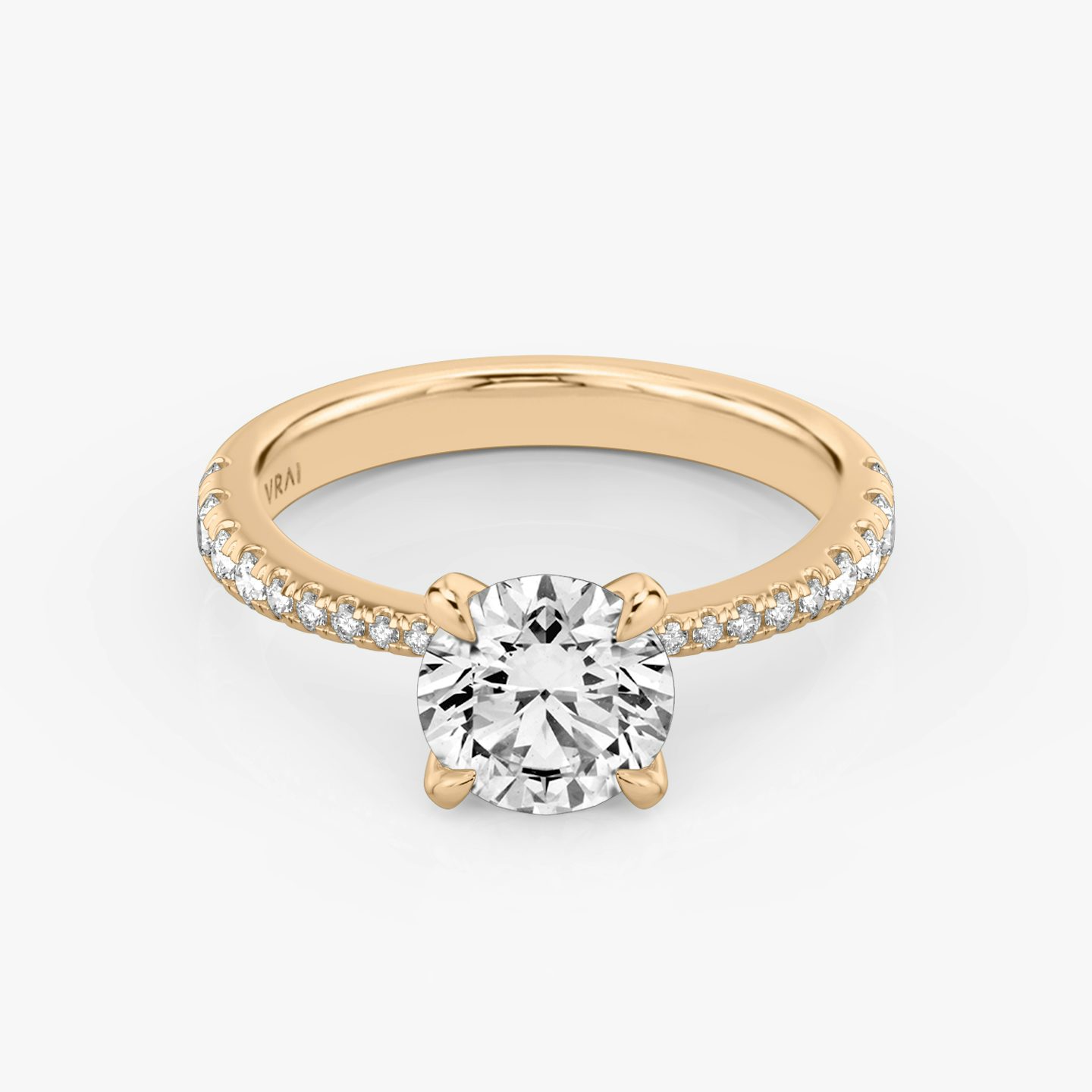 The Tapered Classic | Round Brilliant | 14k | 14k Rose Gold | Band: Pavé | Carat weight: 1½ | Diamond orientation: vertical