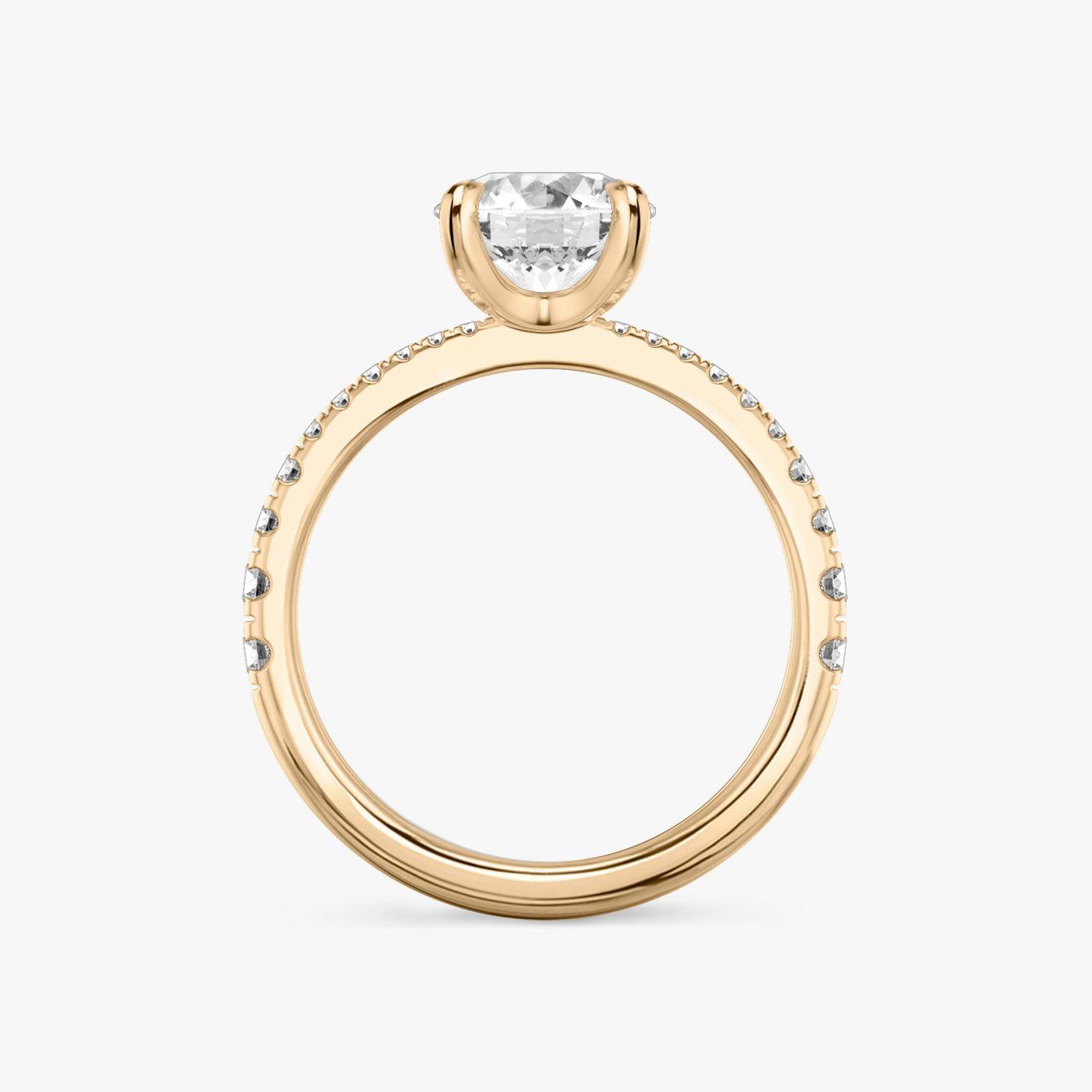 The Tapered Classic | Round Brilliant | 14k | 14k Rose Gold | Band: Pavé | Carat weight: 2 | Diamond orientation: vertical
