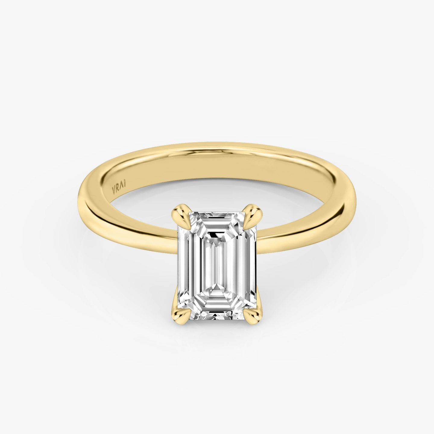 The Tapered Classic | emerald | 18k | yellow-gold | bandAccent: plain | diamondOrientation: vertical | caratWeight: other