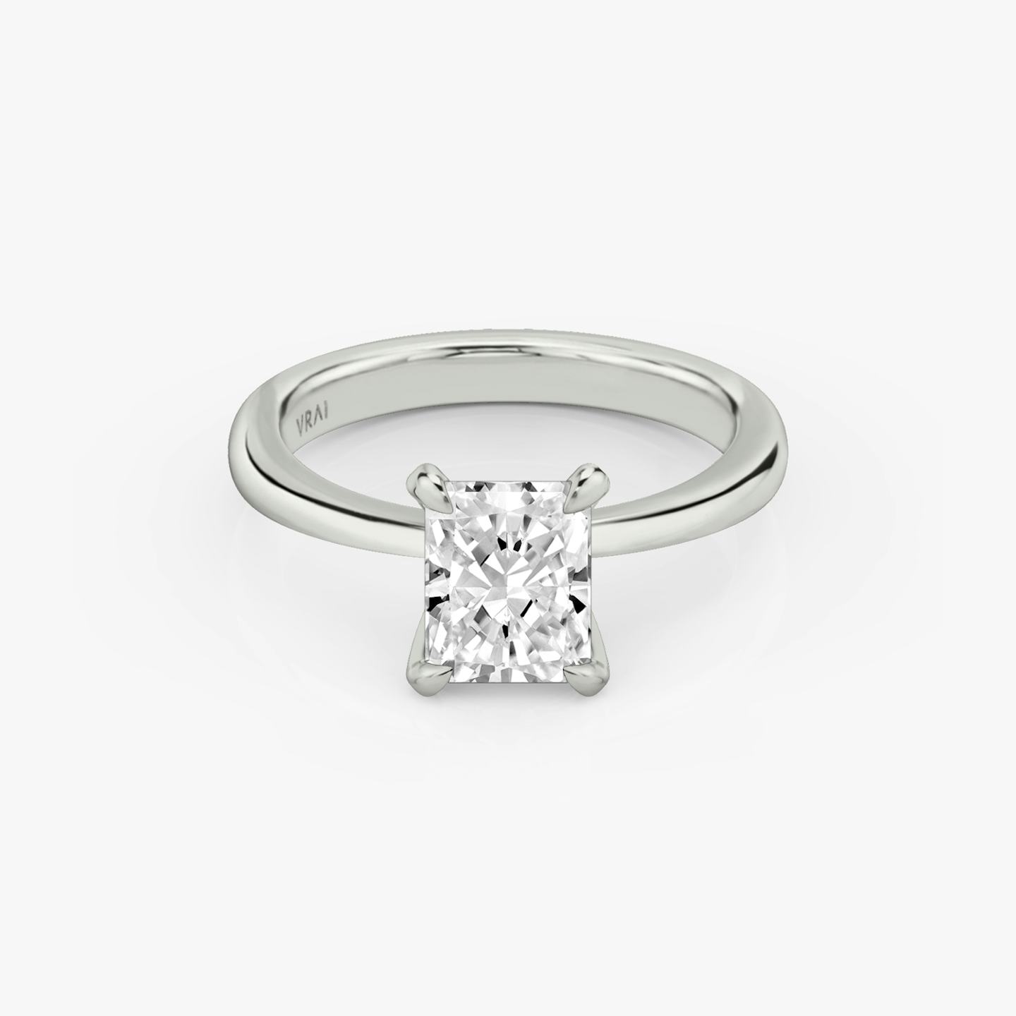 The Tapered Classic | Radiant | 18k | 18k White Gold | Band: Plain | Diamond orientation: vertical | Carat weight: See full inventory