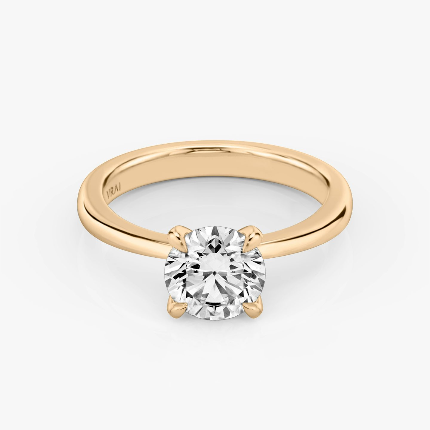 The Tapered Classic | Round Brilliant | 14k | 14k Rose Gold | Band: Plain | Carat weight: See full inventory | Diamond orientation: vertical