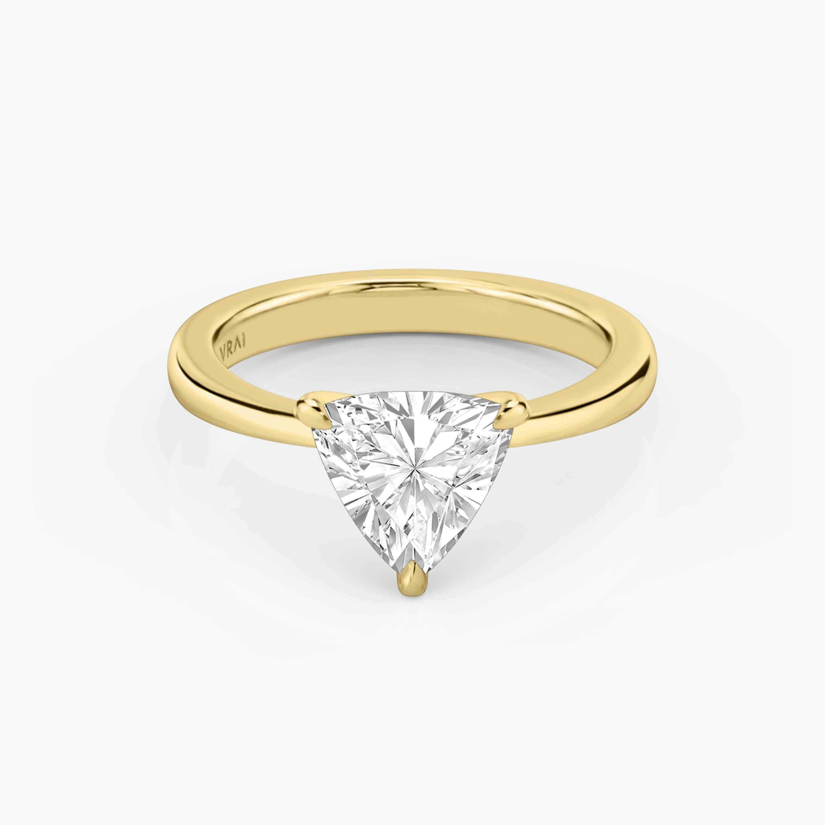 The Tapered Classic | Trillion | 18k | 18k Yellow Gold | Band: Plain | Diamond orientation: vertical | Carat weight: See full inventory