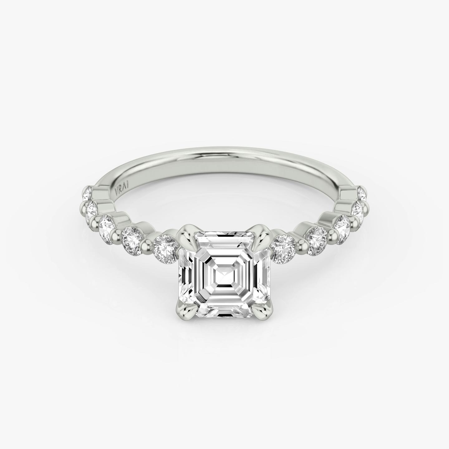 The Single Shared Prong | Asscher | 18k | 18k White Gold | Band: Large | Diamond orientation: vertical | Carat weight: See full inventory