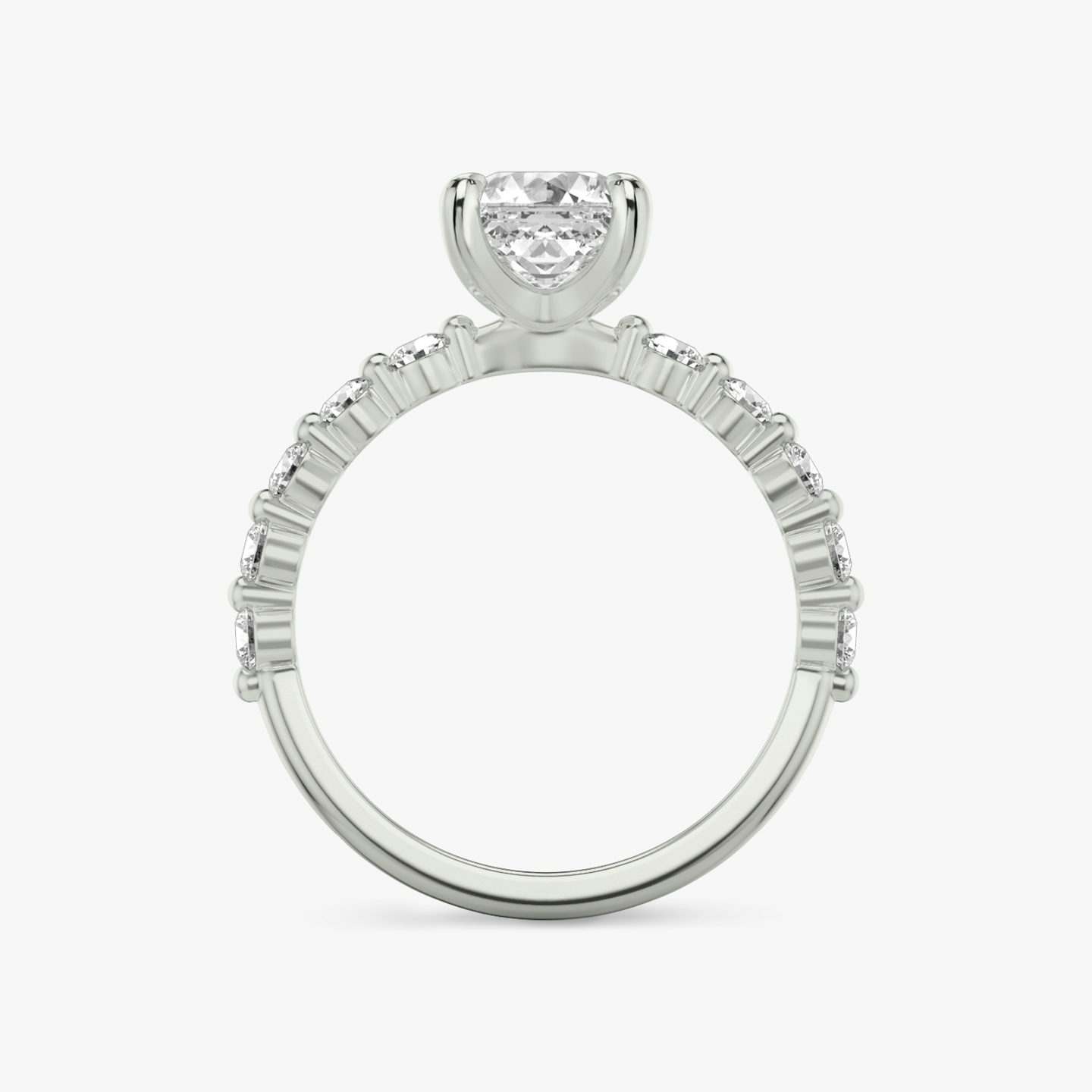 The Single Shared Prong | Asscher | 18k | 18k White Gold | Band: Plain | Band: Large | Diamond orientation: vertical | Carat weight: See full inventory