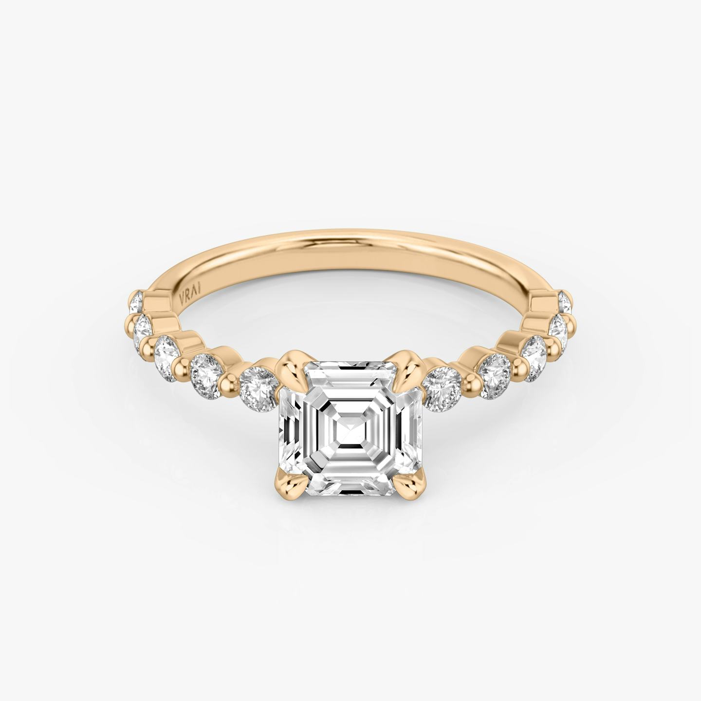 The Single Shared Prong | Asscher | 14k | 14k Rose Gold | Band: Large | Diamond orientation: vertical | Carat weight: See full inventory