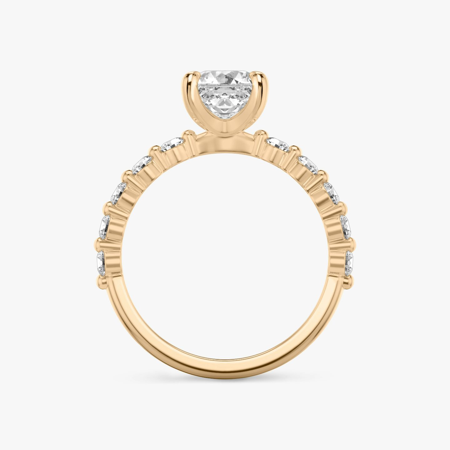 The Single Shared Prong | Asscher | 14k | 14k Rose Gold | Band: Plain | Band: Large | Diamond orientation: vertical | Carat weight: See full inventory