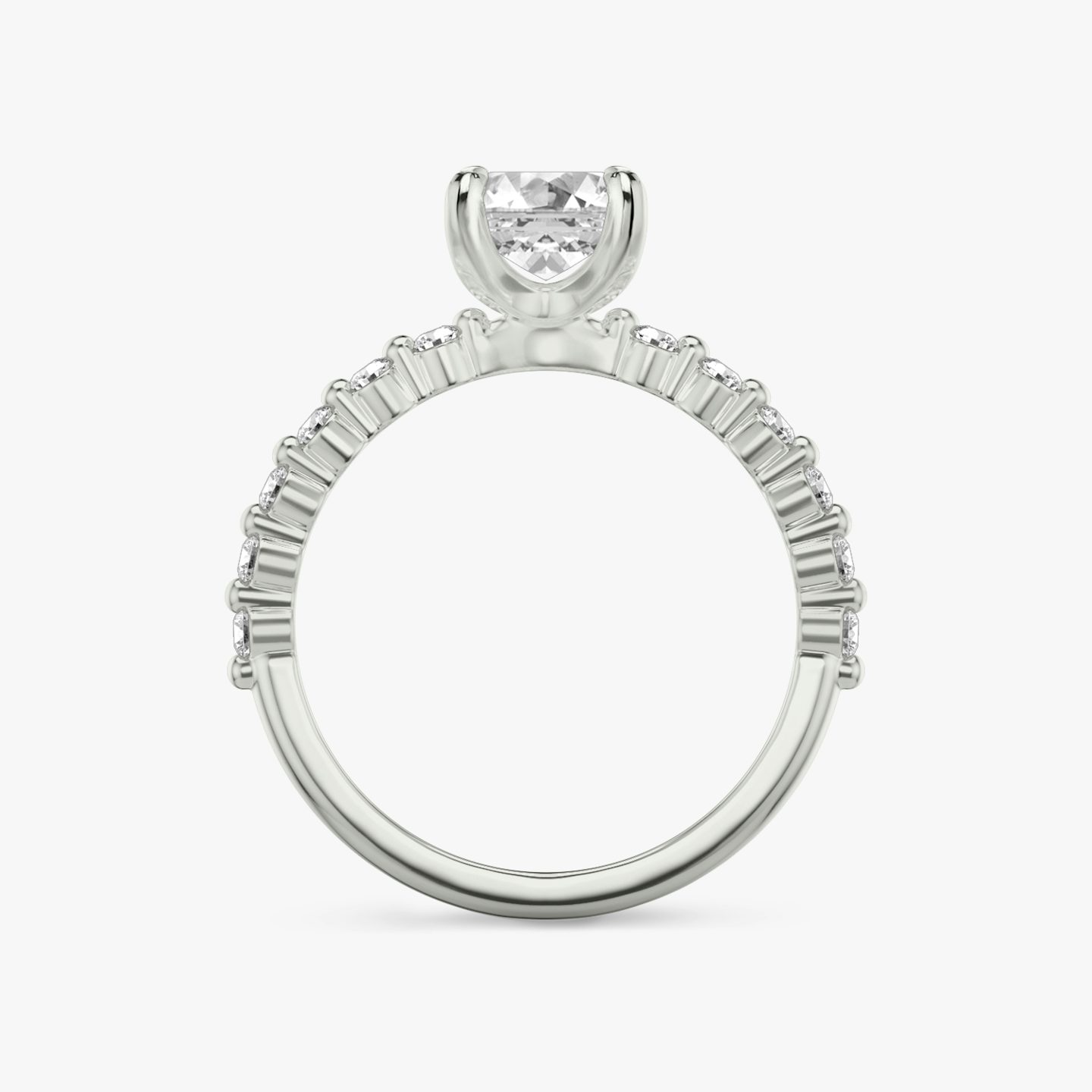 The Single Shared Prong | Emerald | 18k | 18k White Gold | Band: Original | Diamond orientation: vertical | Carat weight: See full inventory
