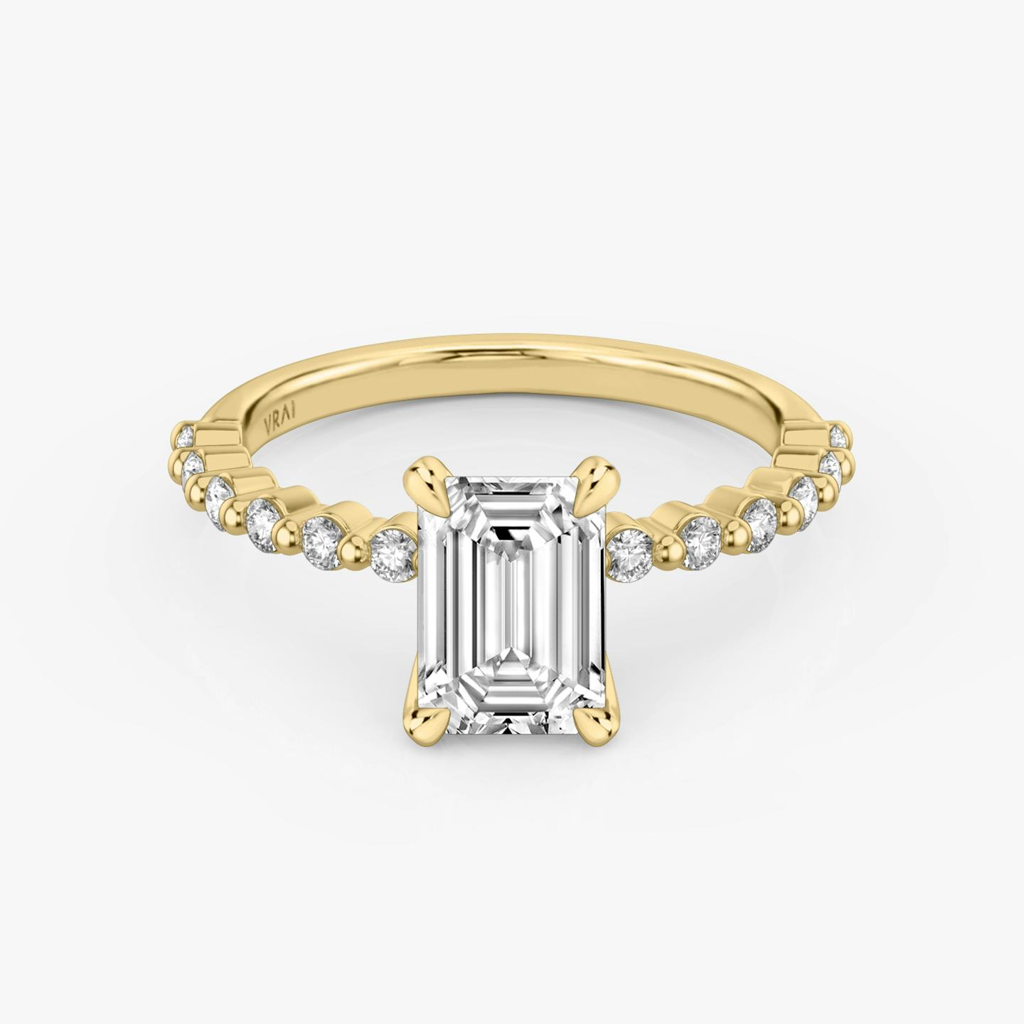 The Single Shared Prong | Emerald | 18k | 18k Yellow Gold | Band: Original | Diamond orientation: vertical | Carat weight: See full inventory