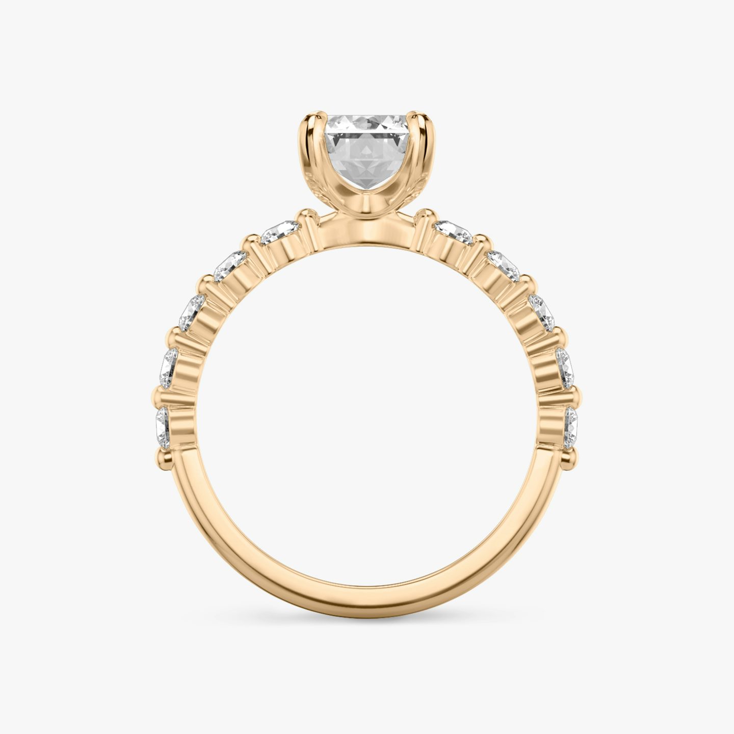 Single Shared Prong | Emerald | 14k | 14k Roségold | Ring: Large | Diamantausrichtung: vertical | Karatgewicht: Gesamtbestand ansehen