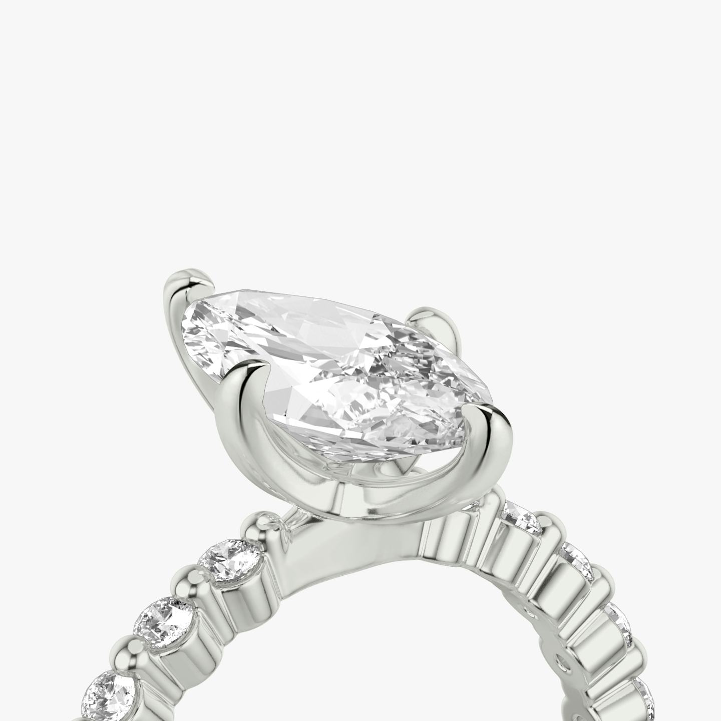 The Single Shared Prong | Pavé Marquise | 18k | 18k White Gold | Band: Original | Diamond orientation: vertical | Carat weight: See full inventory