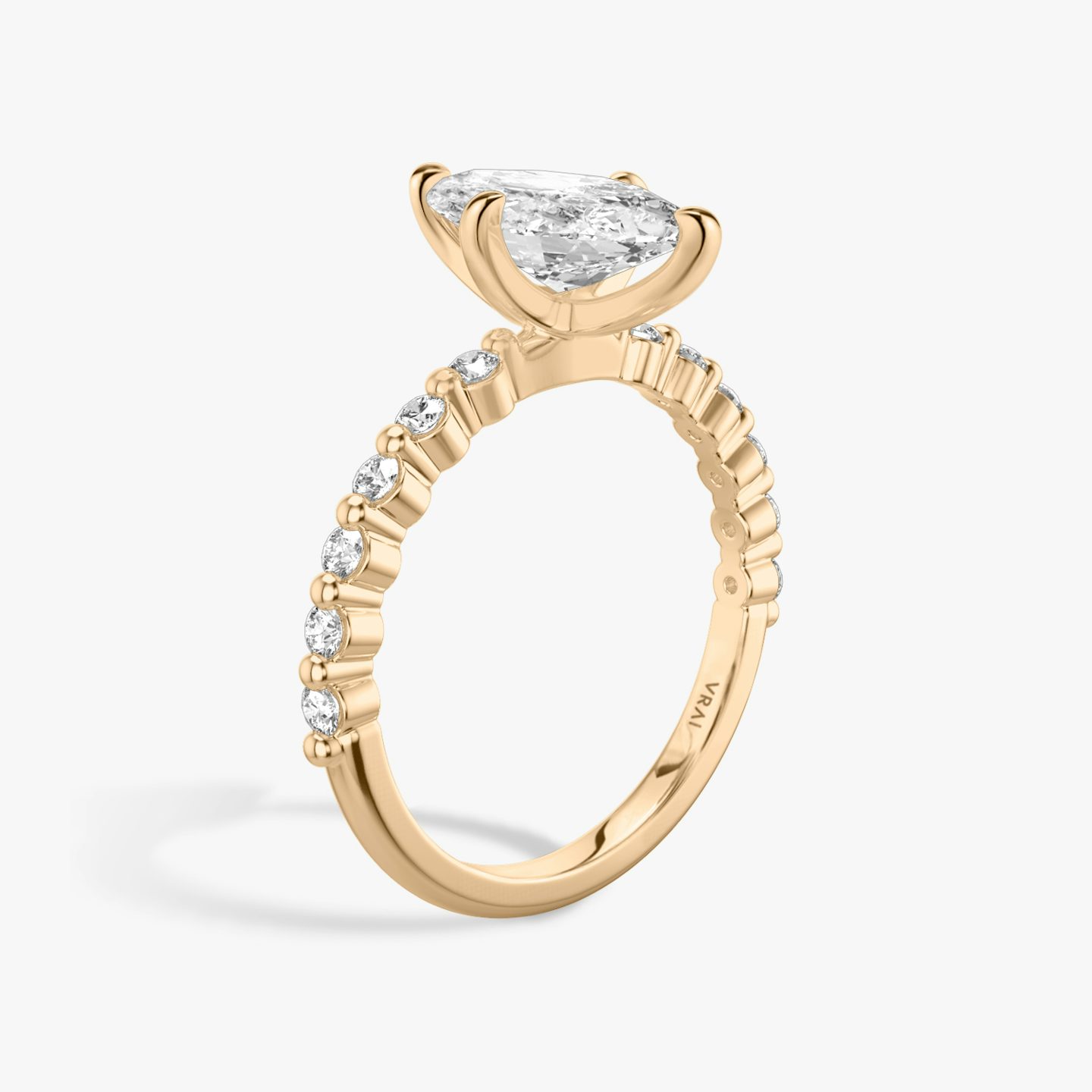The Single Shared Prong | Pavé Marquise | 14k | 14k Rose Gold | Band: Plain | Band: Original | Diamond orientation: vertical | Carat weight: See full inventory