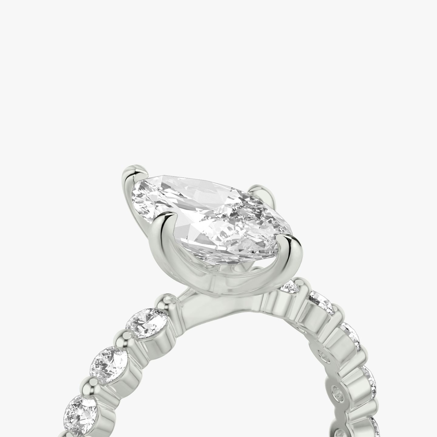 The Single Shared Prong | Pavé Marquise | Platinum | Band: Plain | Band: Large | Diamond orientation: vertical | Carat weight: See full inventory