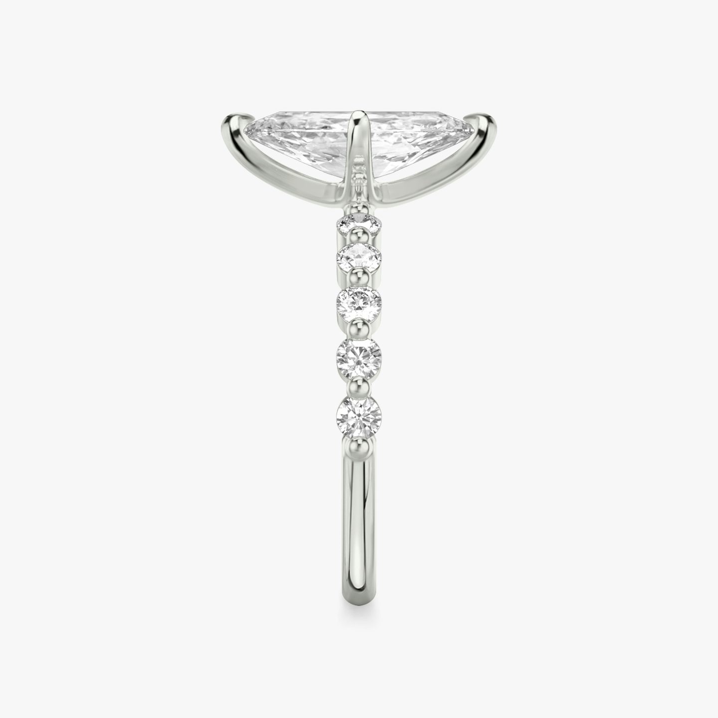 The Single Shared Prong | Pavé Marquise | 18k | 18k White Gold | Band: Plain | Band: Large | Diamond orientation: vertical | Carat weight: See full inventory