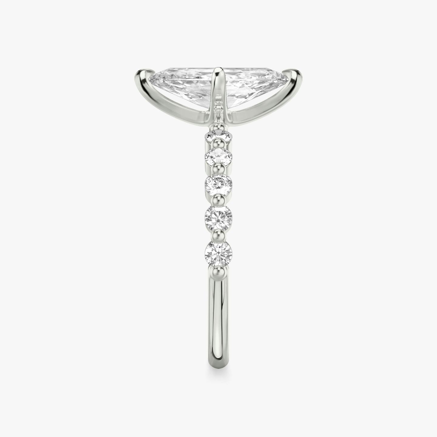 The Single Shared Prong | Pavé Marquise | 18k | 18k White Gold | Band: Large | Diamond orientation: vertical | Carat weight: See full inventory