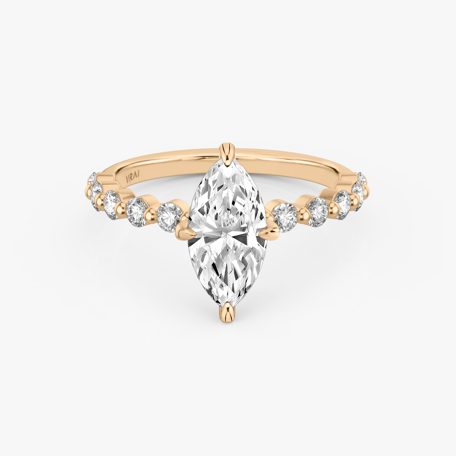 The Single Shared Prong Marquise Engagement Ring | 14k Rose Gold