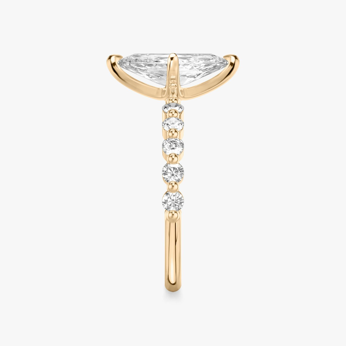 The Single Shared Prong | Pavé Marquise | 14k | 14k Rose Gold | Band: Plain | Band: Large | Diamond orientation: vertical | Carat weight: See full inventory