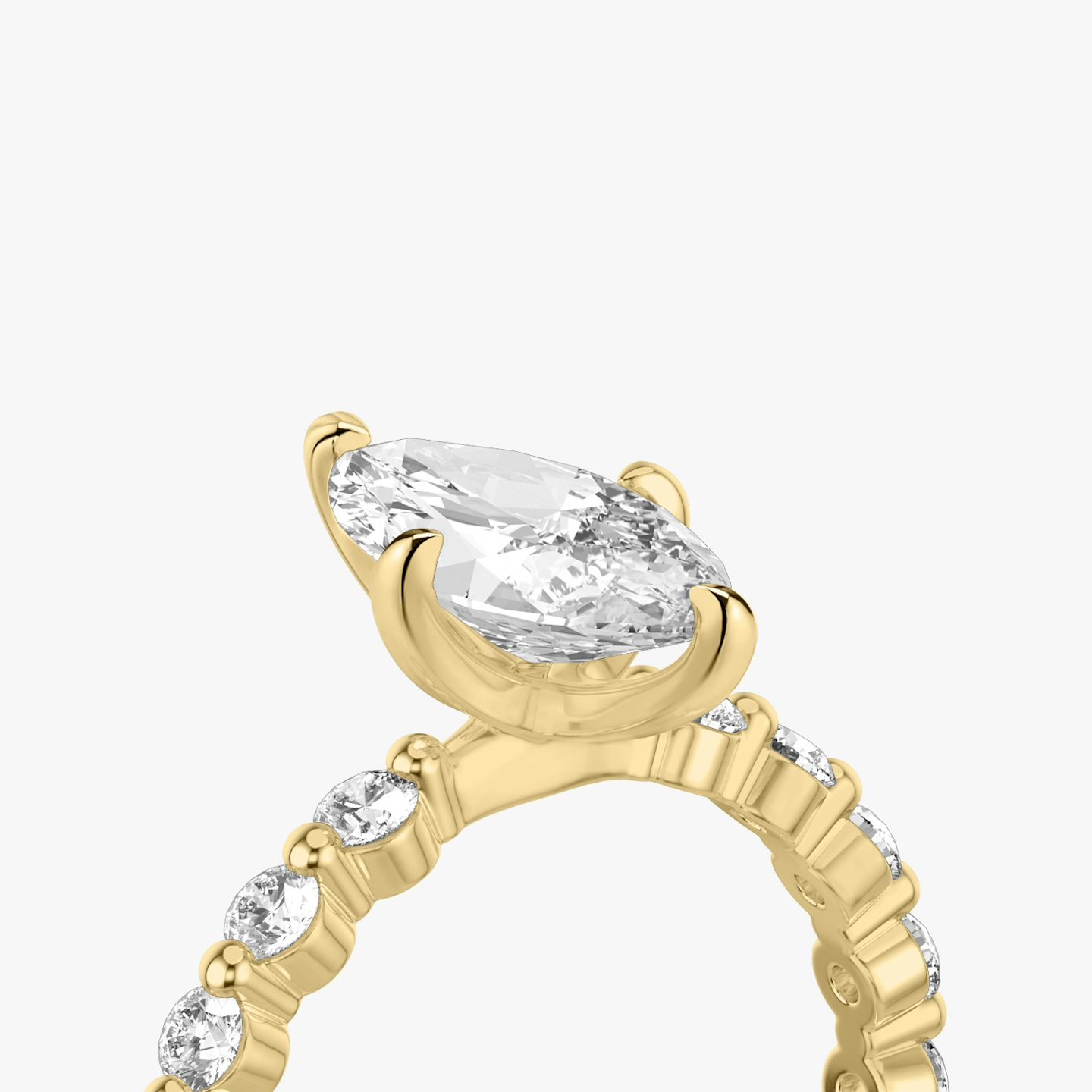 The Single Shared Prong | Pavé Marquise | 18k | 18k Yellow Gold | Band: Plain | Band: Large | Diamond orientation: vertical | Carat weight: See full inventory