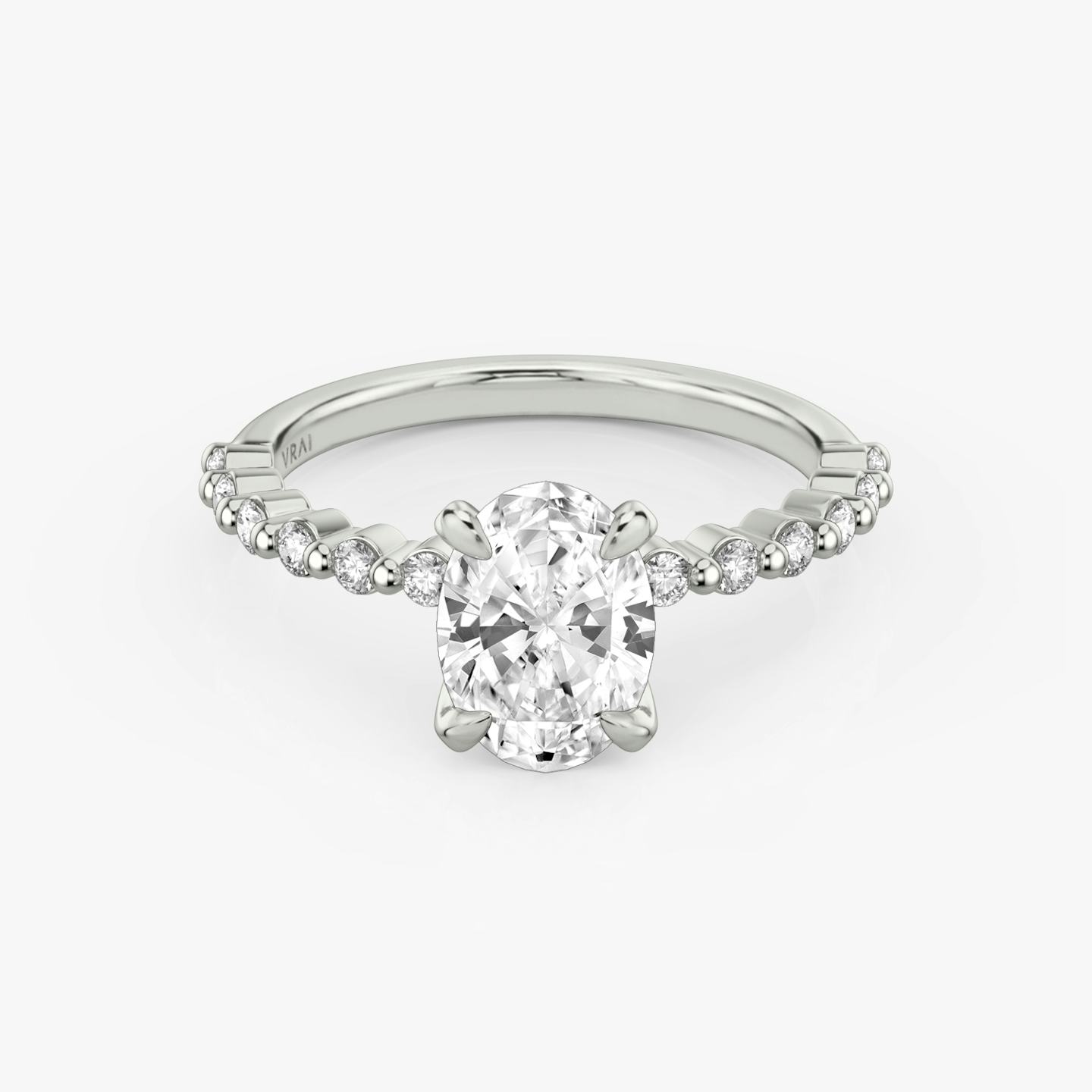 The Single Shared Prong | Oval | 18k | 18k White Gold | Band: Original | Diamond orientation: vertical | Carat weight: See full inventory
