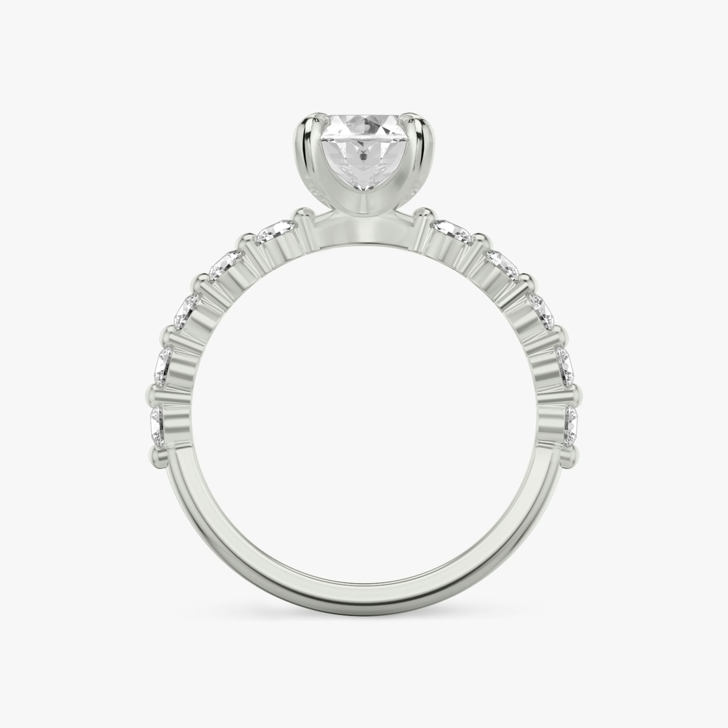 The Single Shared Prong | Oval | 18k | 18k White Gold | Band: Plain | Band: Large | Diamond orientation: vertical | Carat weight: See full inventory
