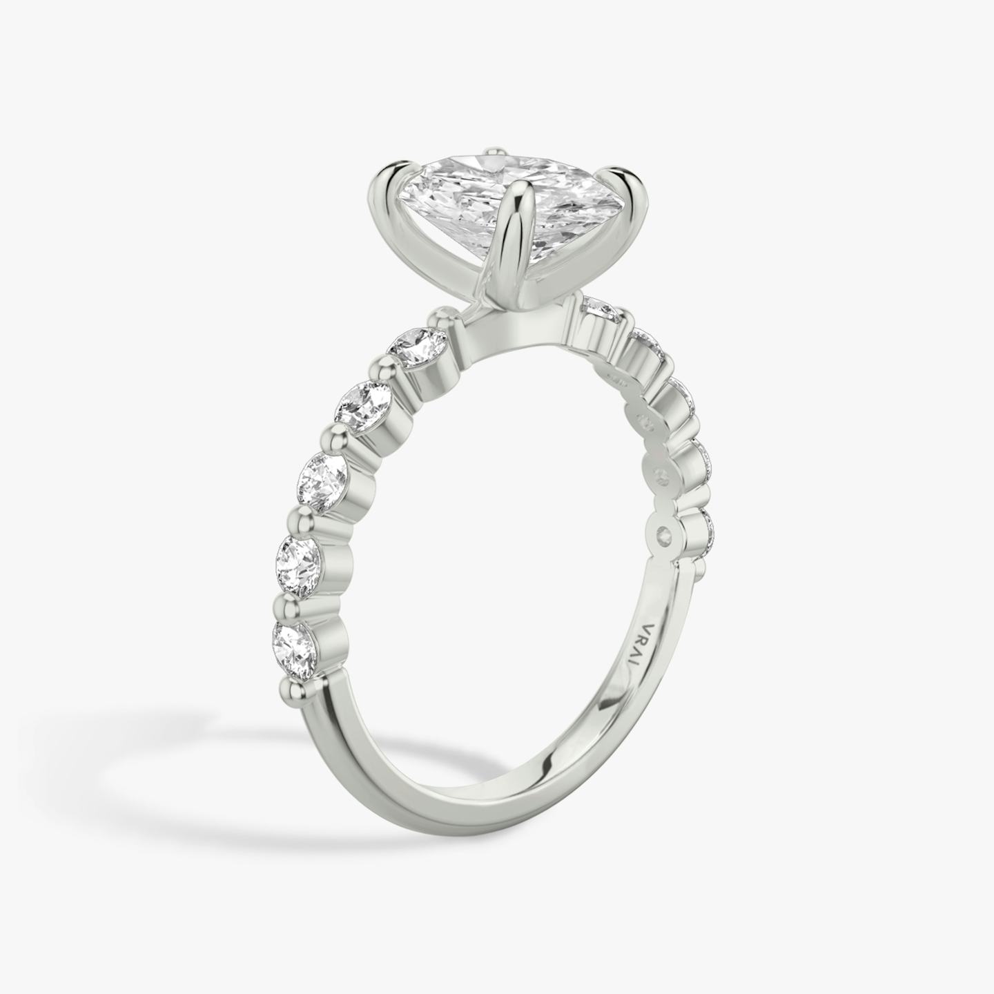 The Single Shared Prong | Oval | Platinum | Band: Large | Diamond orientation: vertical | Carat weight: See full inventory
