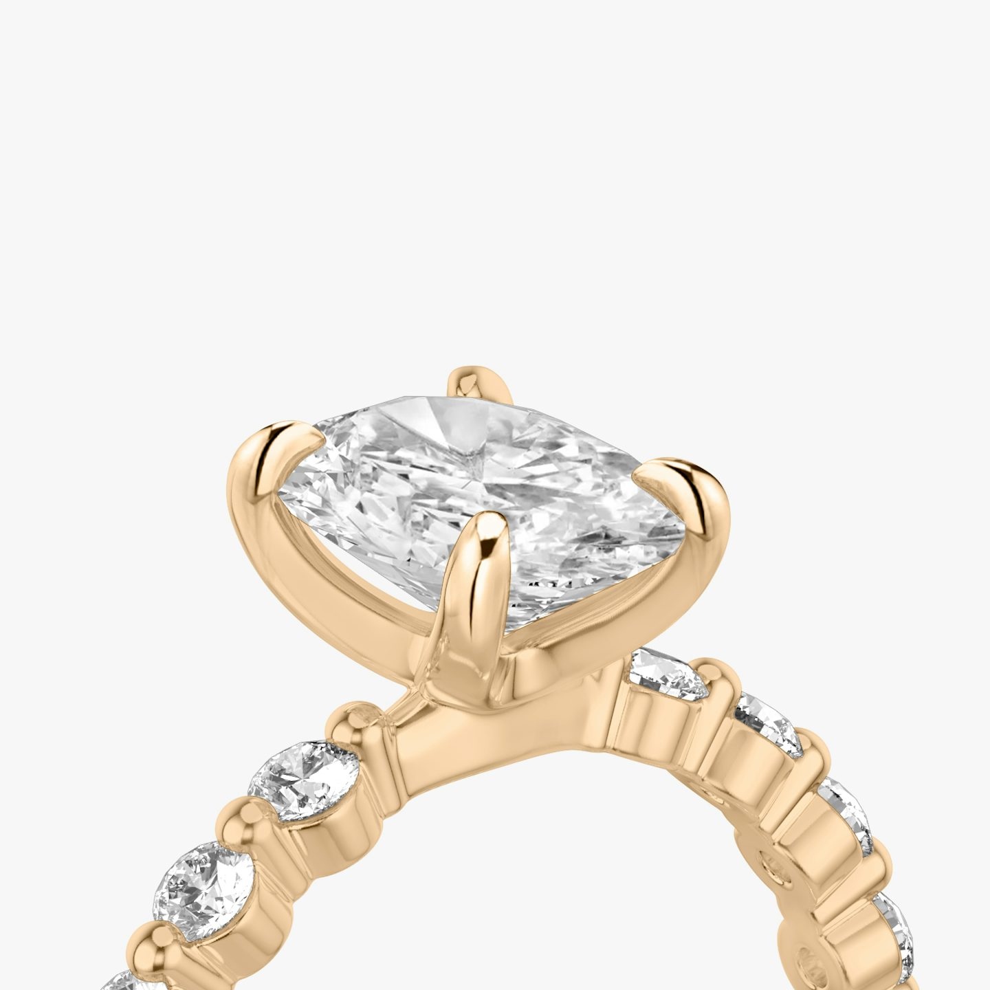 The Single Shared Prong | Oval | 14k | 14k Rose Gold | Band: Plain | Band: Large | Diamond orientation: vertical | Carat weight: See full inventory