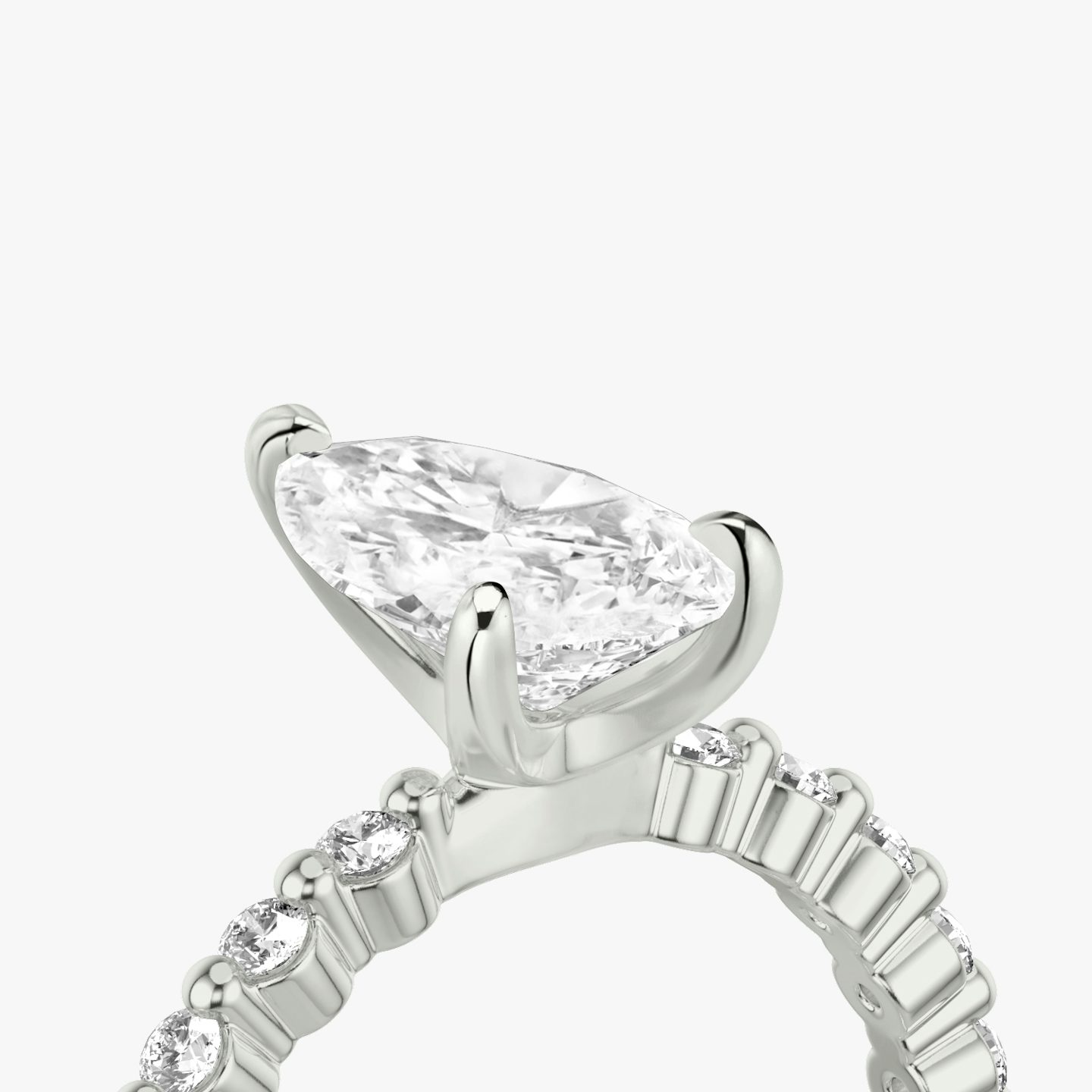 The Single Shared Prong | Pear | 18k | 18k White Gold | Band: Original | Diamond orientation: vertical | Carat weight: See full inventory
