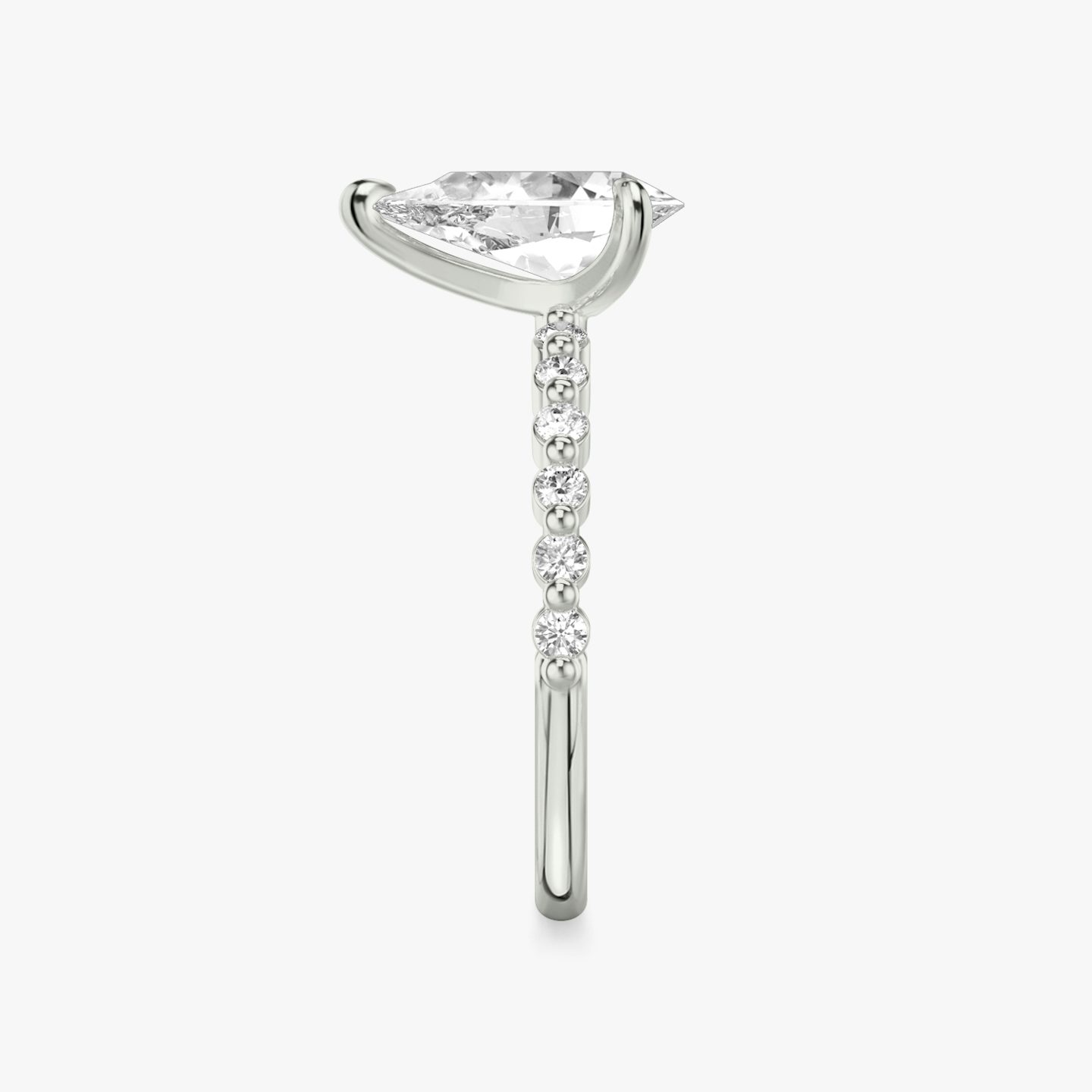 The Single Shared Prong | Pear | 18k | 18k White Gold | Band: Plain | Band: Original | Diamond orientation: vertical | Carat weight: See full inventory