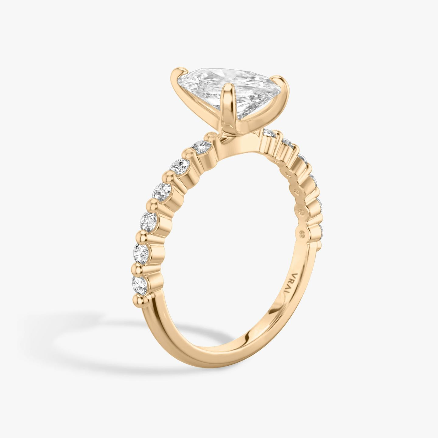 The Single Shared Prong | Pear | 14k | 14k Rose Gold | Band: Original | Diamond orientation: vertical | Carat weight: See full inventory