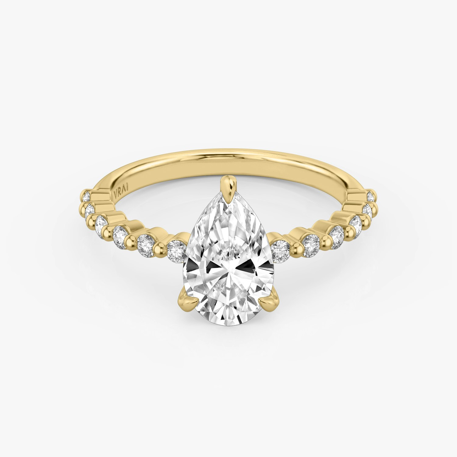 The Single Shared Prong Pear Engagement Ring | 18k Yellow Gold