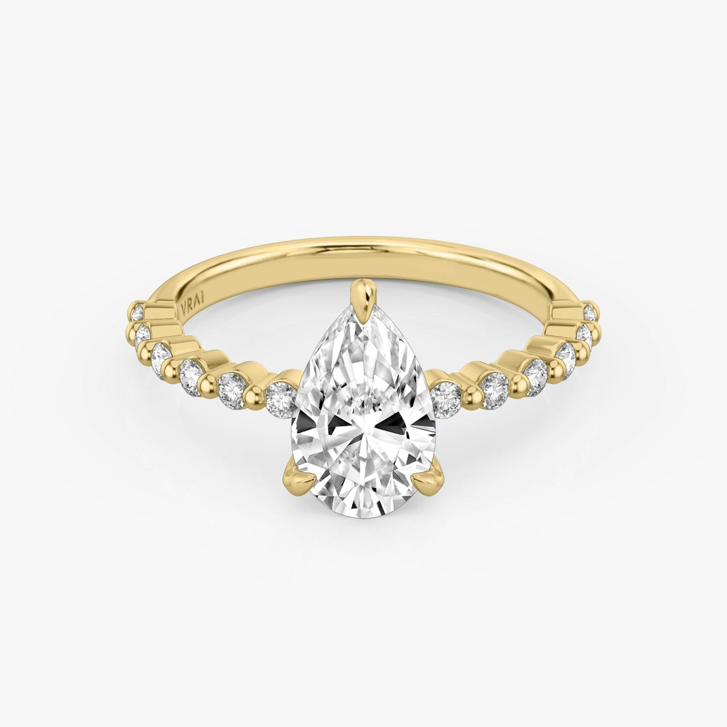 The Single Shared Prong | Pear | 18k | 18k Yellow Gold | Band: Original | Diamond orientation: vertical | Carat weight: See full inventory