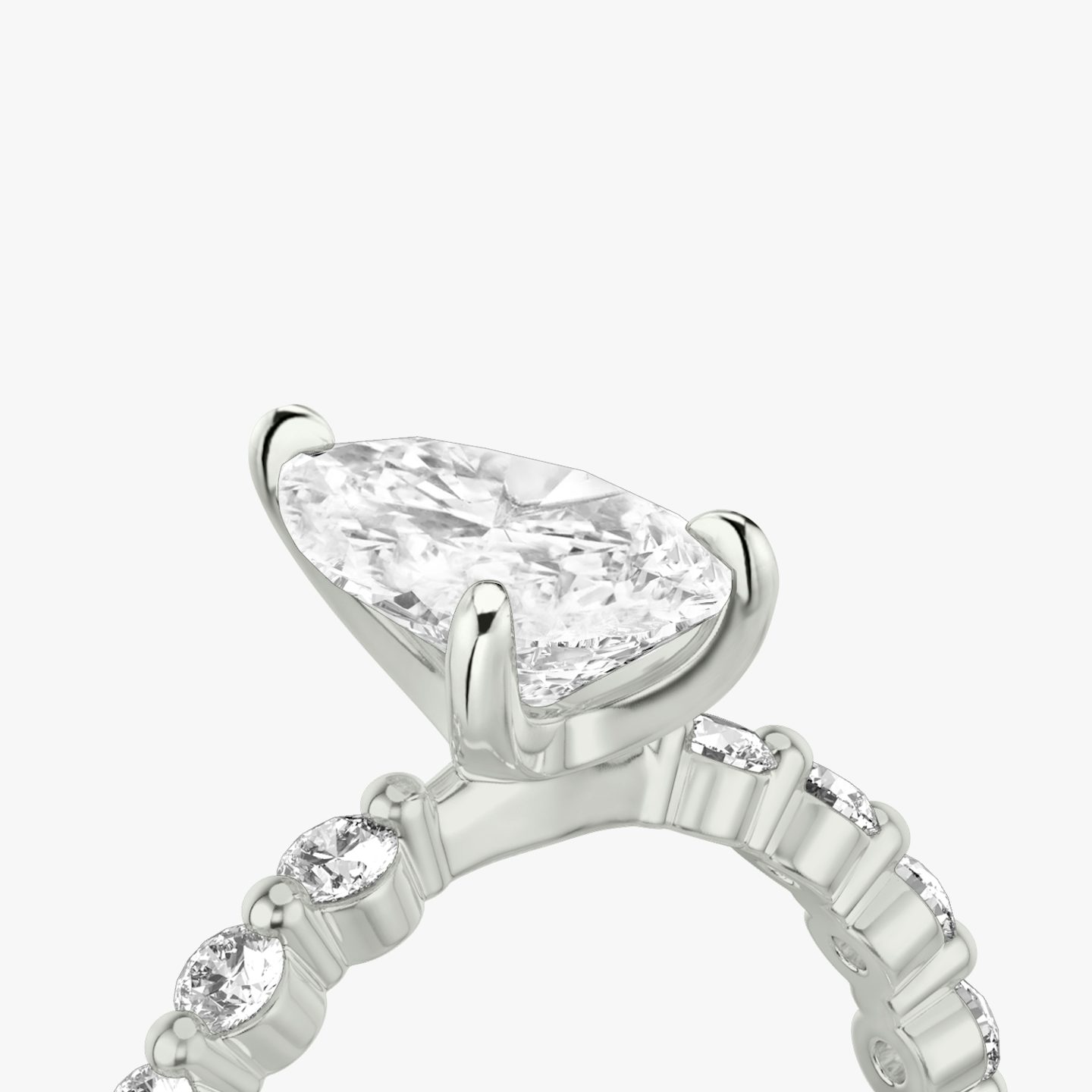 The Single Shared Prong | Pear | 18k | 18k White Gold | Band: Plain | Band: Large | Diamond orientation: vertical | Carat weight: See full inventory