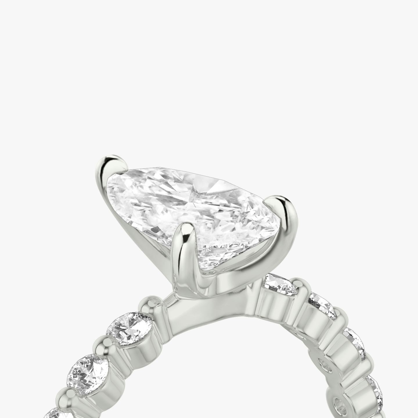 The Single Shared Prong | Pear | 18k | 18k White Gold | Band: Large | Diamond orientation: vertical | Carat weight: See full inventory