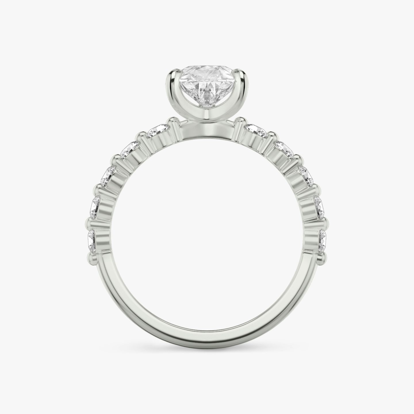 The Single Shared Prong | Pear | 18k | 18k White Gold | Band: Plain | Band: Large | Diamond orientation: vertical | Carat weight: See full inventory