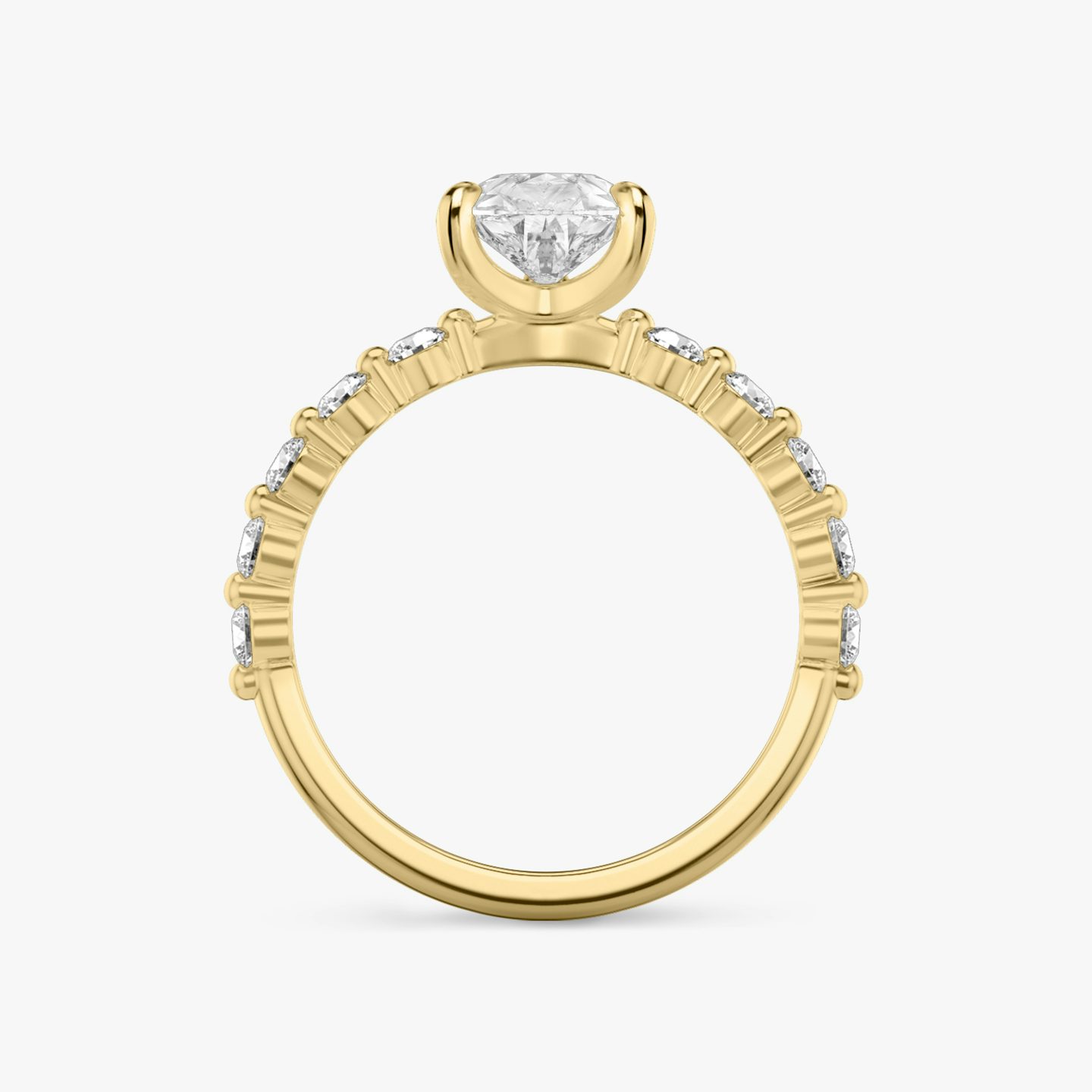 The Single Shared Prong | Pear | 18k | 18k Yellow Gold | Band: Plain | Band: Large | Diamond orientation: vertical | Carat weight: See full inventory