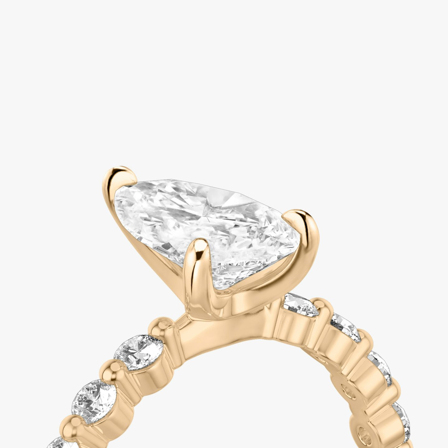 The Single Shared Prong | Pear | 14k | 14k Rose Gold | Band: Large | Diamond orientation: vertical | Carat weight: See full inventory
