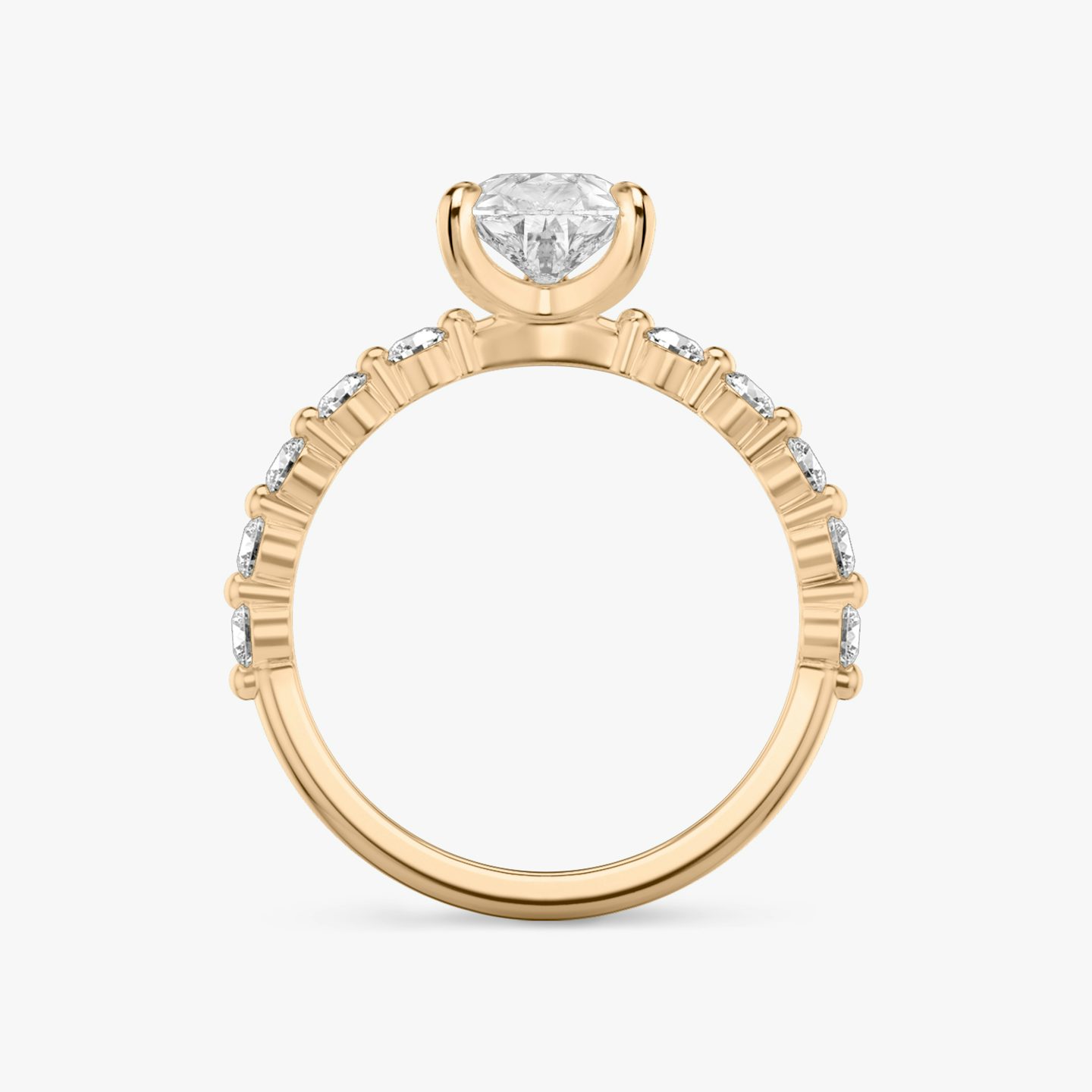 The Single Shared Prong | Pear | 14k | 14k Rose Gold | Band: Plain | Band: Large | Diamond orientation: vertical | Carat weight: See full inventory