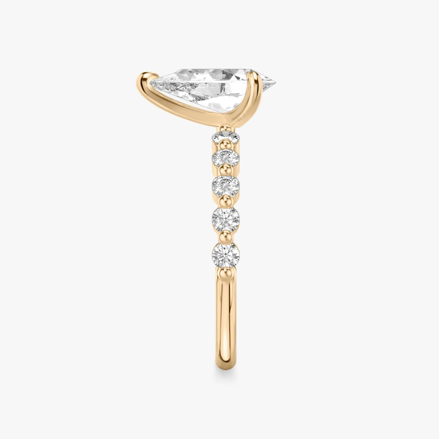 The Single Shared Prong | Pear | 14k | 14k Rose Gold | Band: Plain | Band: Large | Diamond orientation: vertical | Carat weight: See full inventory