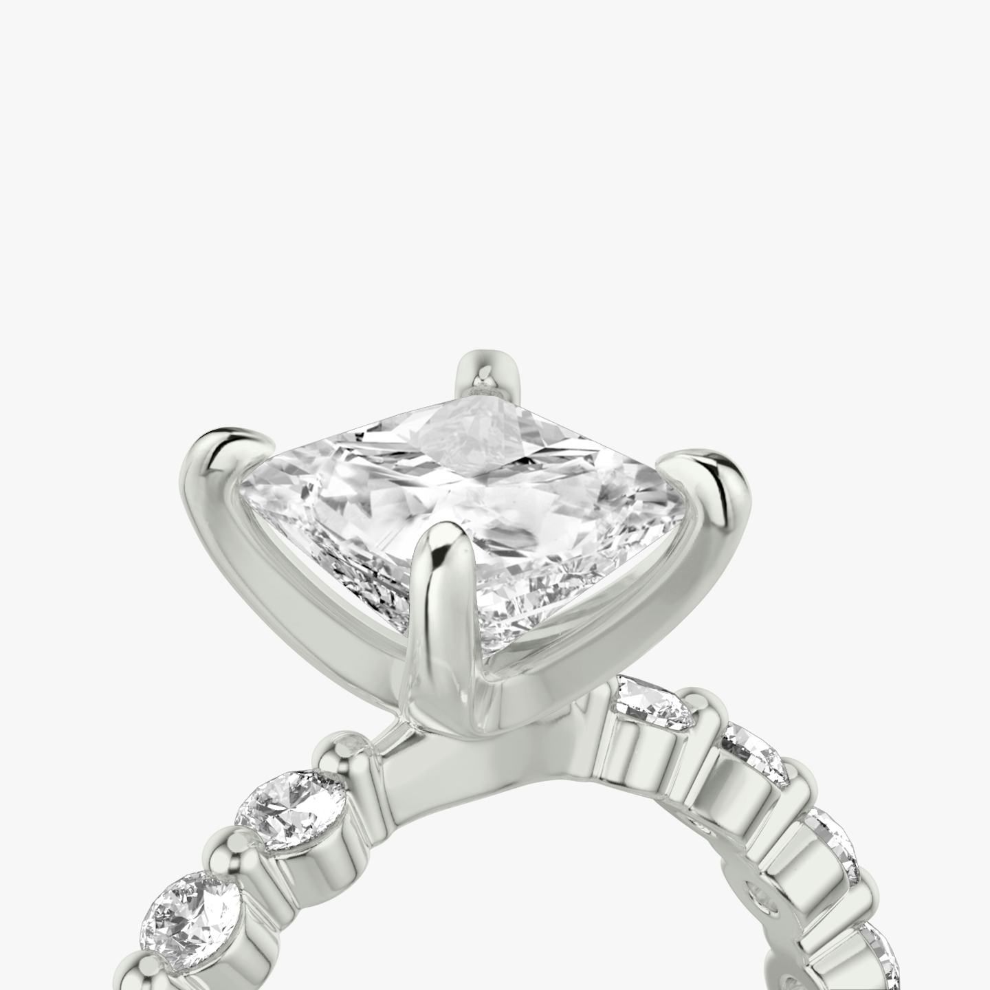 The Single Shared Prong | Princess | 18k | 18k White Gold | Band: Large | Diamond orientation: vertical | Carat weight: See full inventory