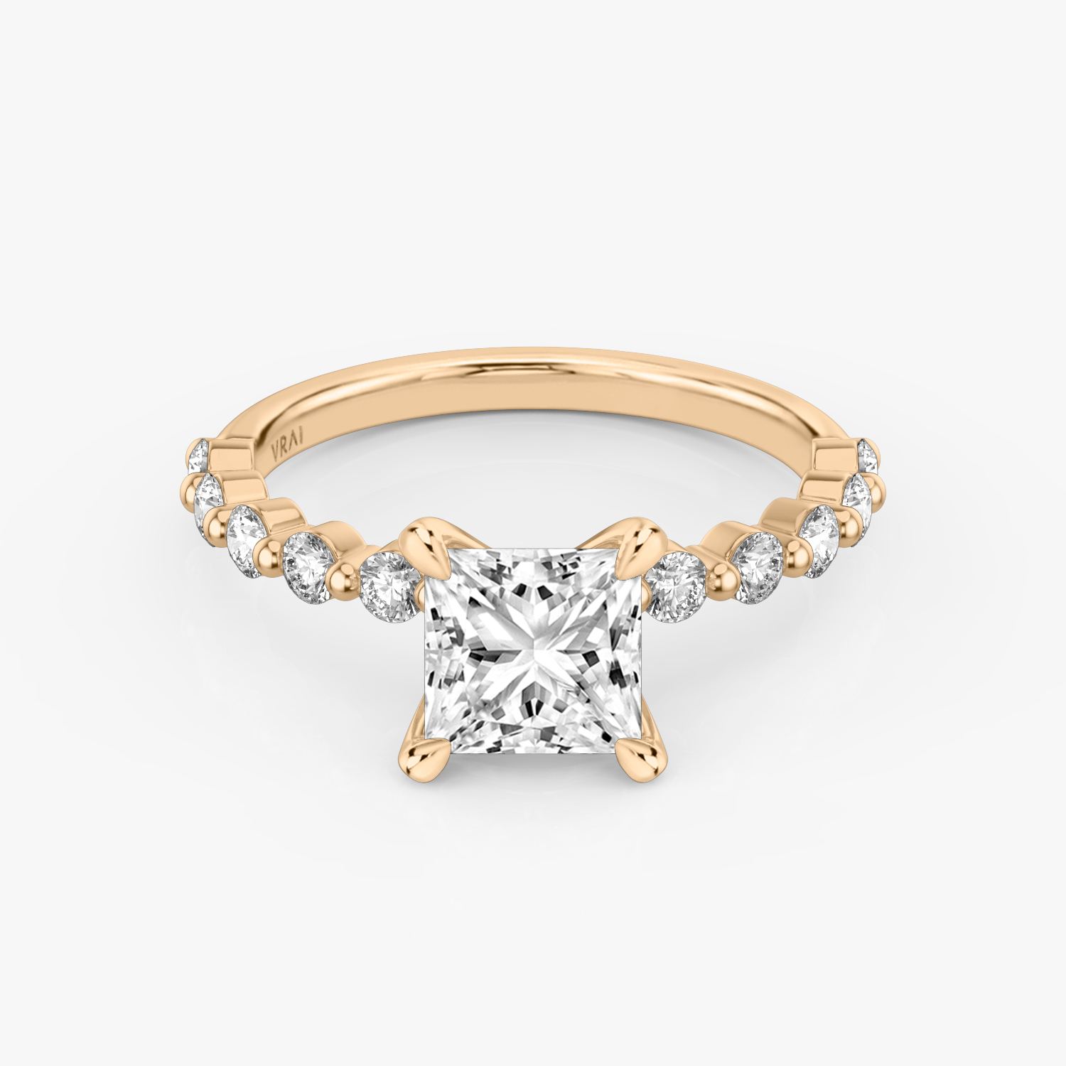 The Single Shared Prong Princess Engagement Ring | 14k Rose Gold