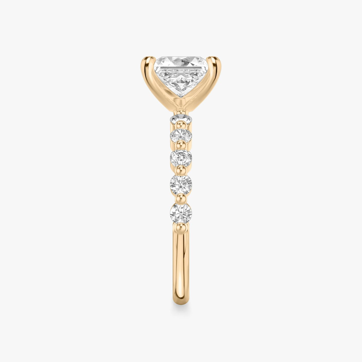 The Single Shared Prong | Princess | 14k | 14k Rose Gold | Band: Plain | Band: Large | Diamond orientation: vertical | Carat weight: See full inventory
