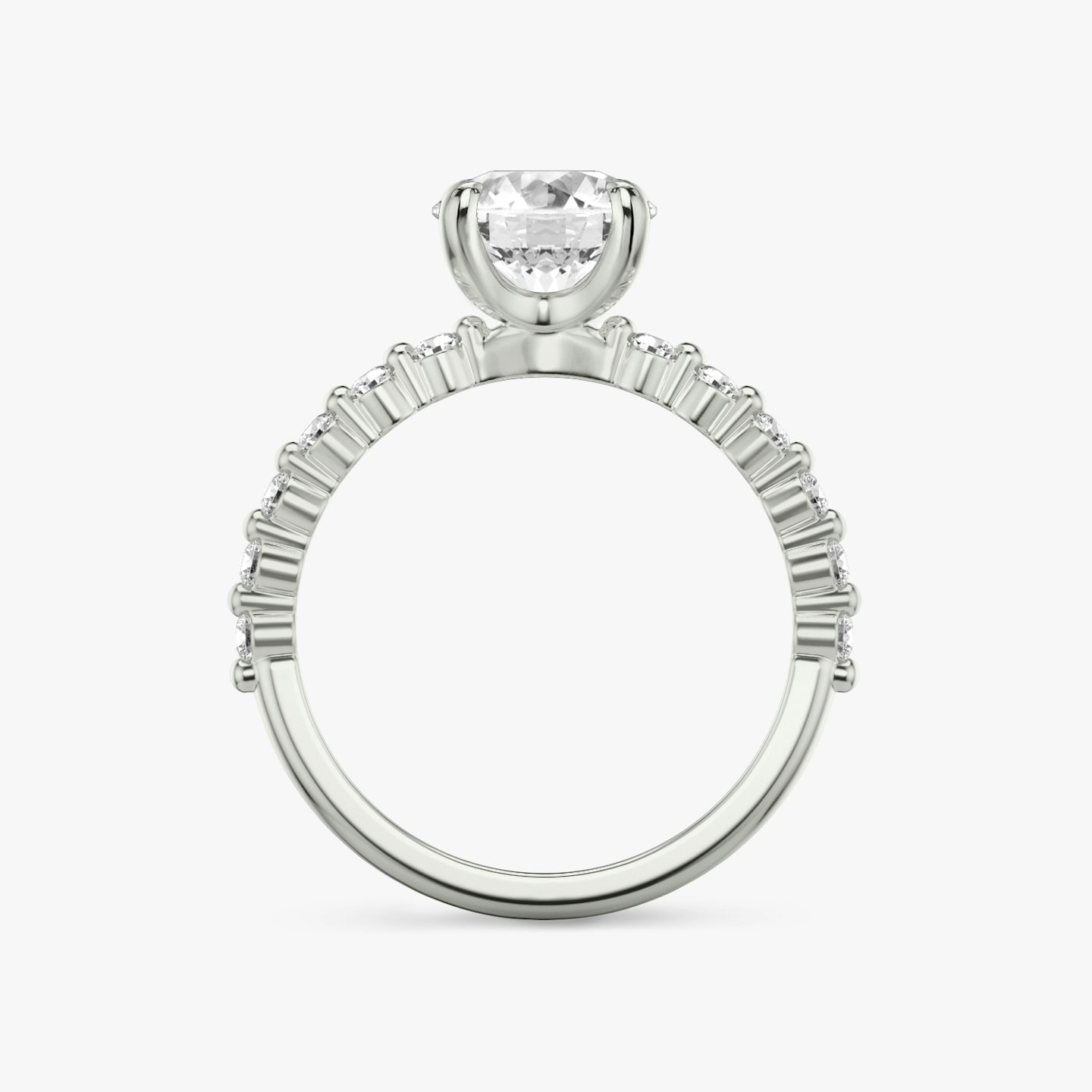 Single Shared Prong | Rund | 18k | 18k Weißgold | Karatgewicht: 1 | Ring: Original | Diamantausrichtung: vertical