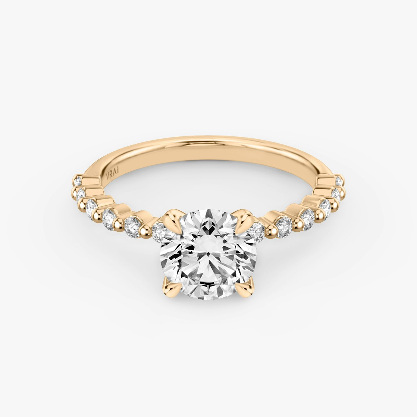 The Single Shared Prong | Round Brilliant | 14k | 14k Rose Gold | Carat weight: See full inventory | Band: Original | Diamond orientation: vertical