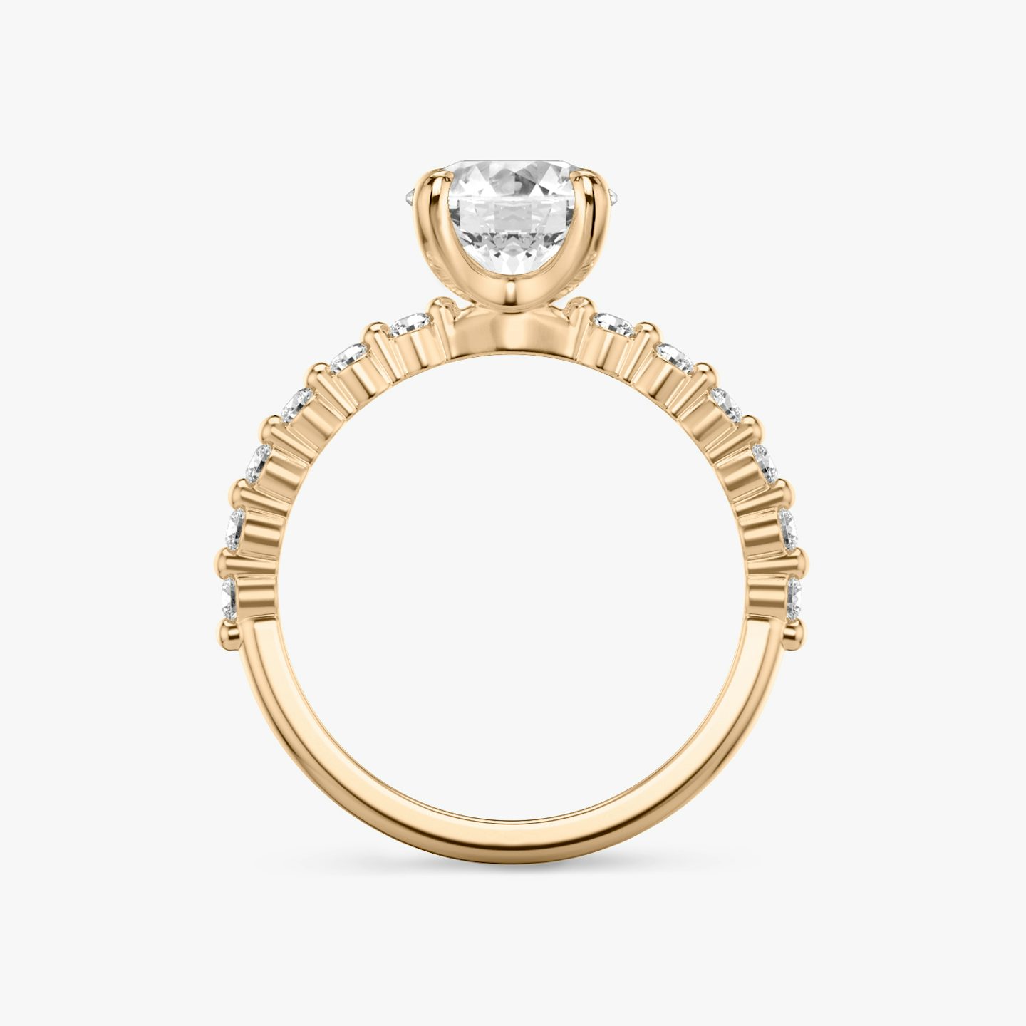 The Single Shared Prong | Round Brilliant | 14k | 14k Rose Gold | Carat weight: See full inventory | Band: Original | Diamond orientation: vertical