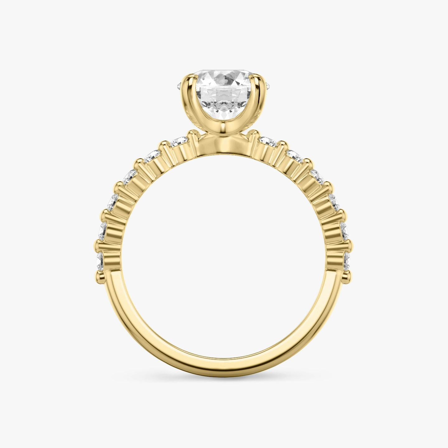 Bague de fiançailles Single Shared Prong | Rond Brillant | 18k | Or jaune 18 carats | Poids en carats: 1 | Anneau: Original | Orientation du diamant: vertical
