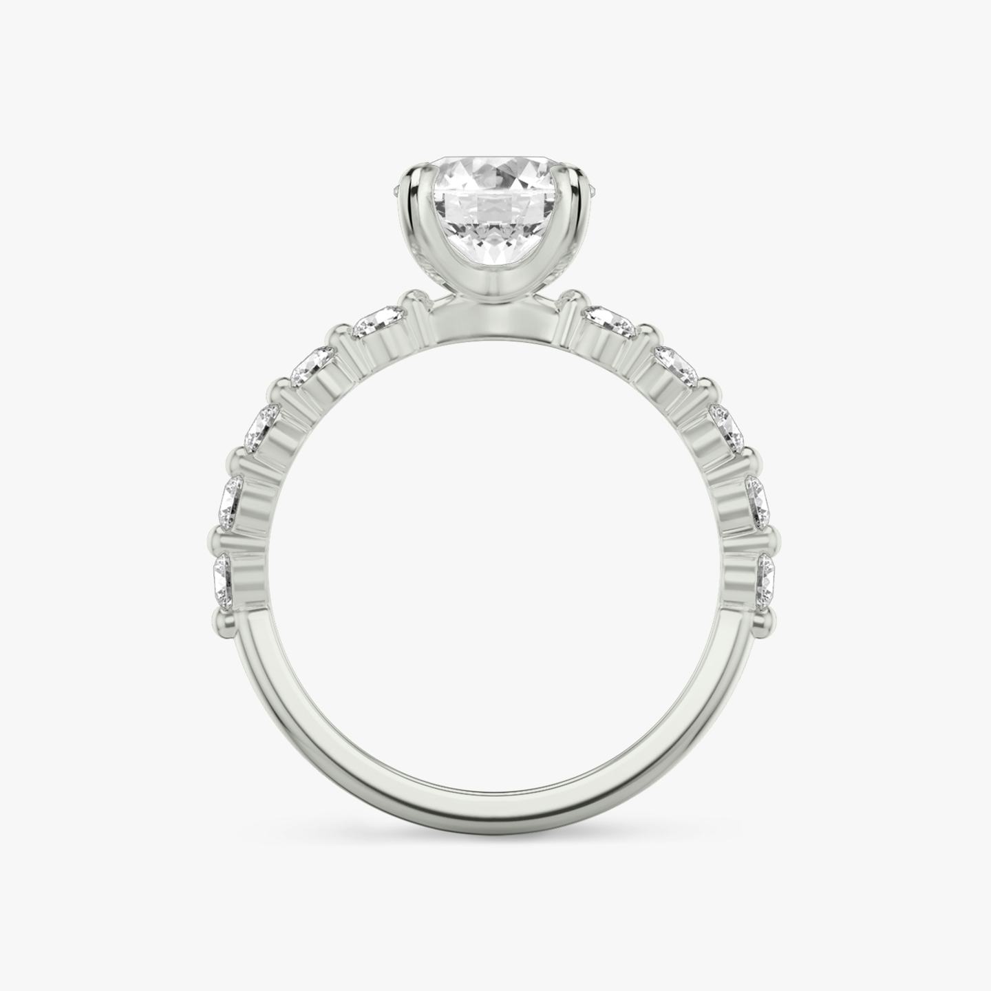 The Single Shared Prong | Round Brilliant | 18k | 18k White Gold | Carat weight: 1 | Band: Large | Diamond orientation: vertical
