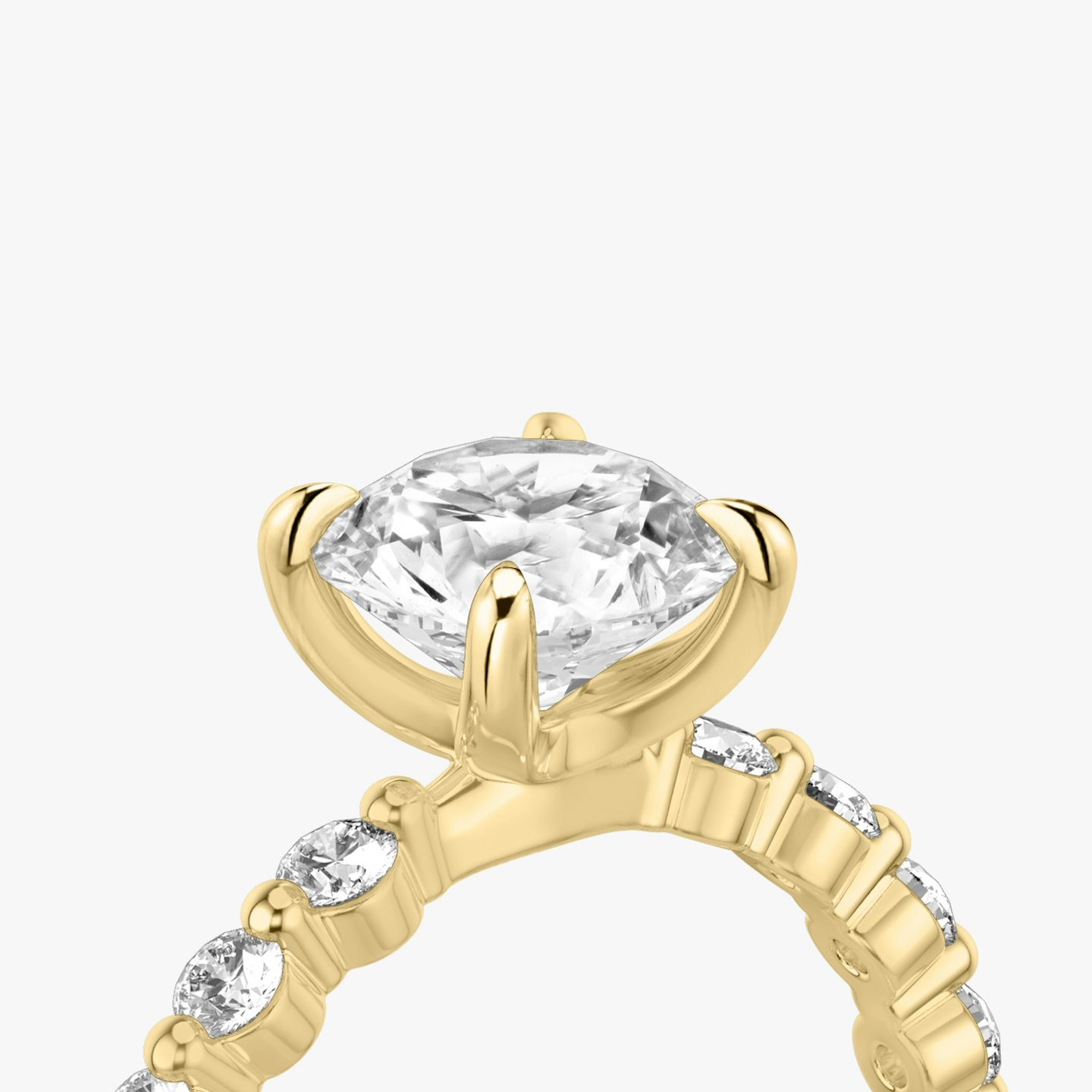 The Single Shared Prong | Round Brilliant | 18k | 18k Yellow Gold | Carat weight: 2 | Band: Large | Diamond orientation: vertical