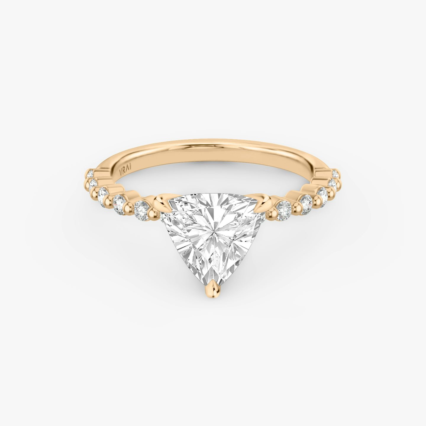 The Single Shared Prong | Trillion | 14k | 14k Rose Gold | Band: Plain | Band: Original | Diamond orientation: vertical | Carat weight: See full inventory